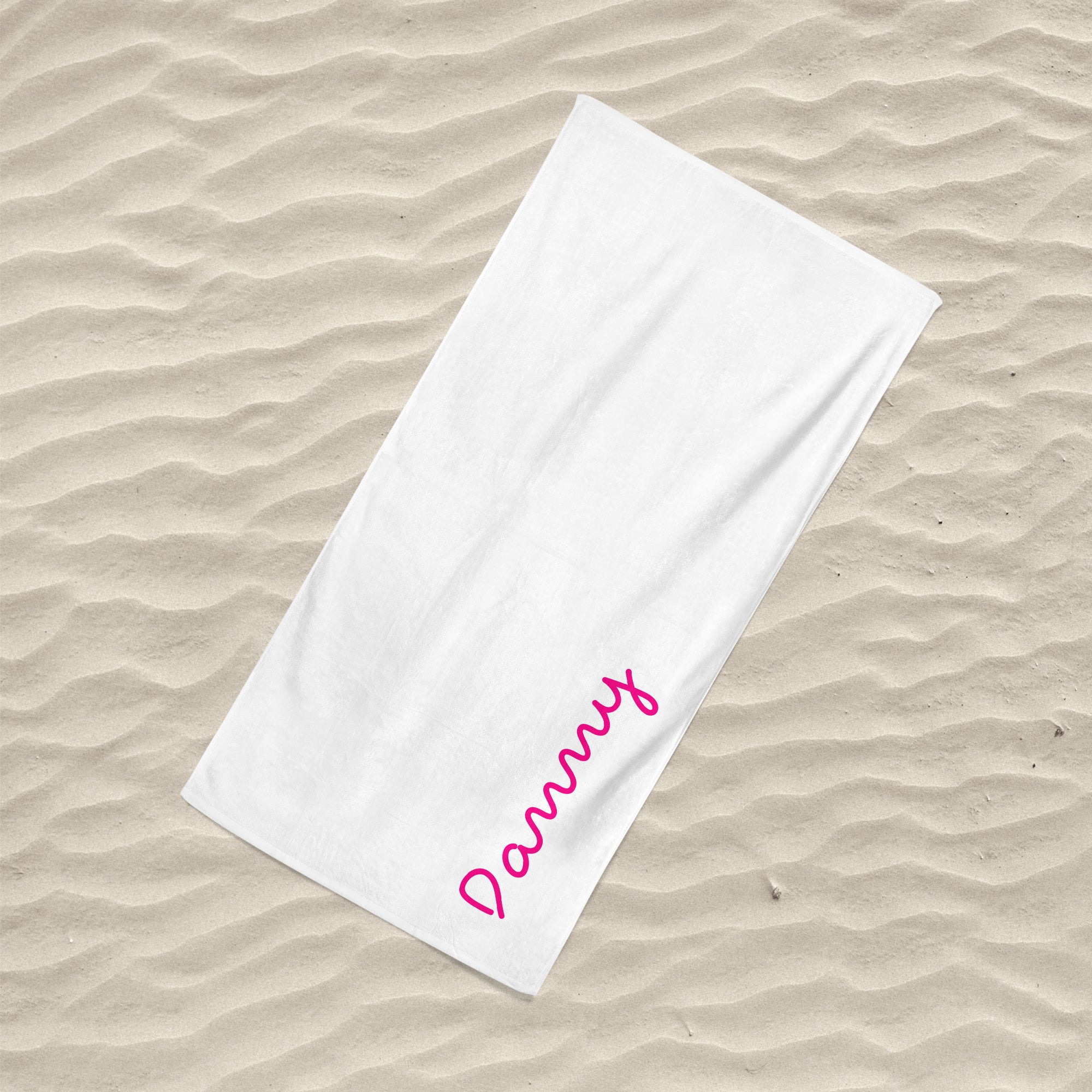 Island Inspired Large Beach Towel Pink on White - Personalise with Name
