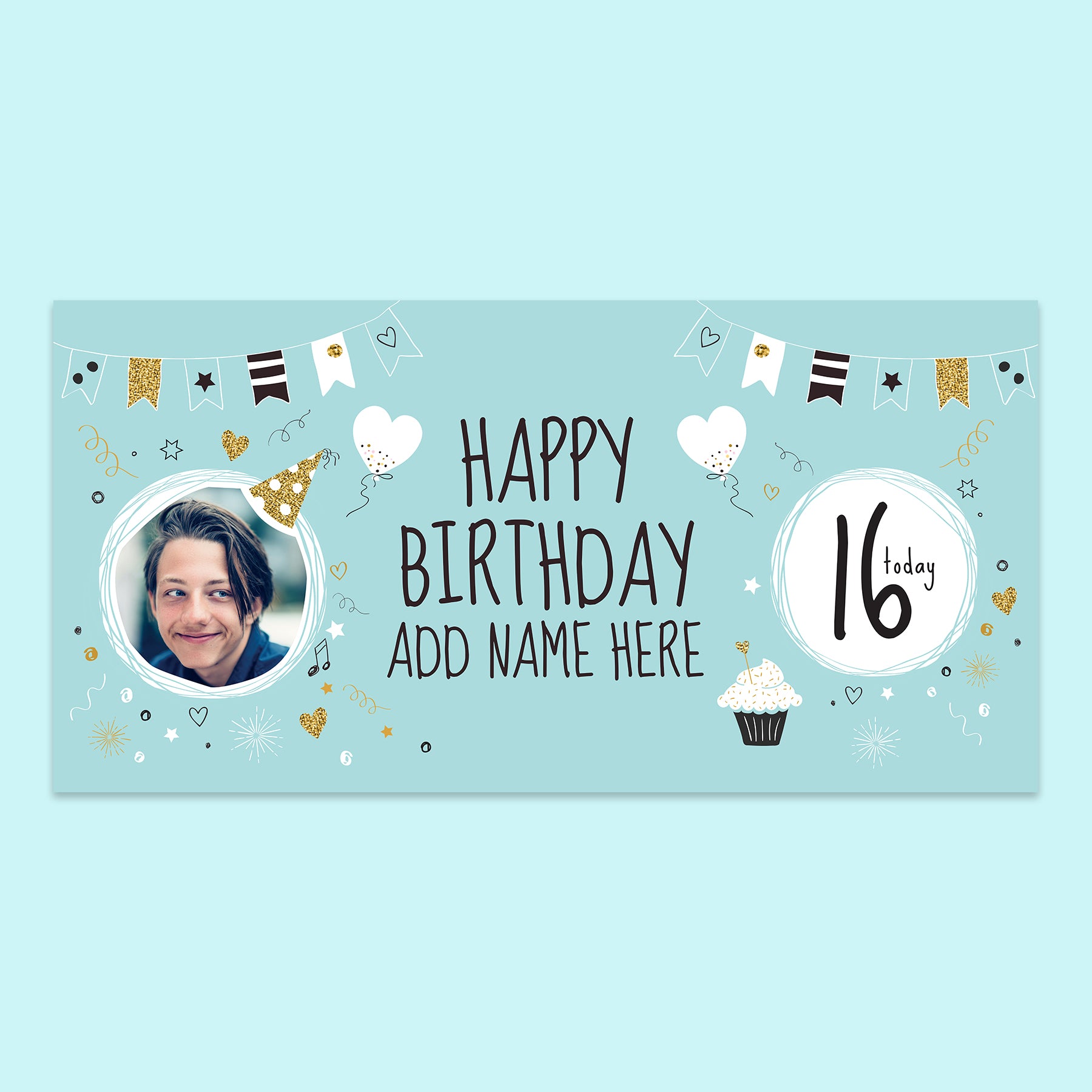 Happy 16th Birthday Banner 150cm x 75cm (Blue)