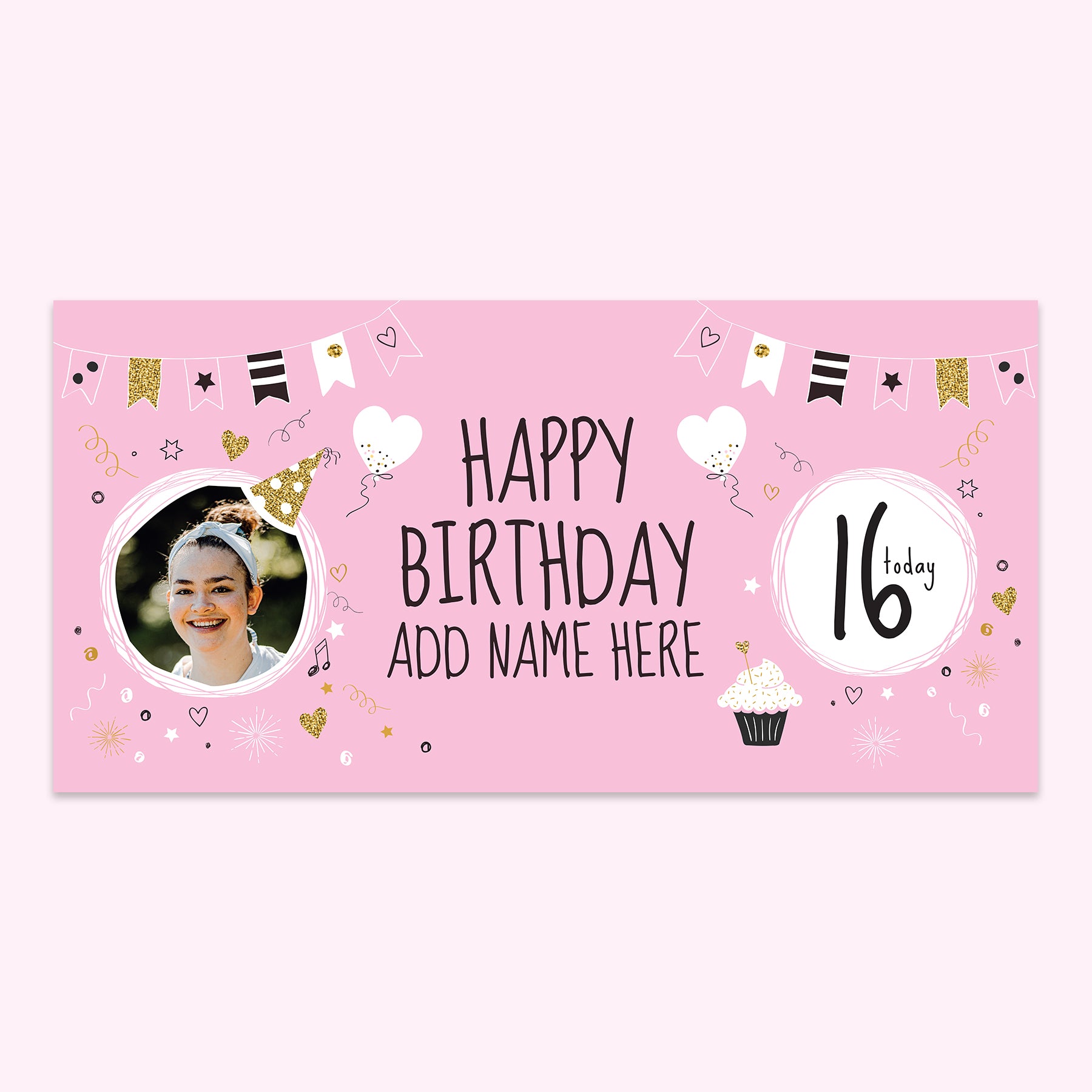 Happy 16th Birthday Banner 150cm x 75cm (Pink)