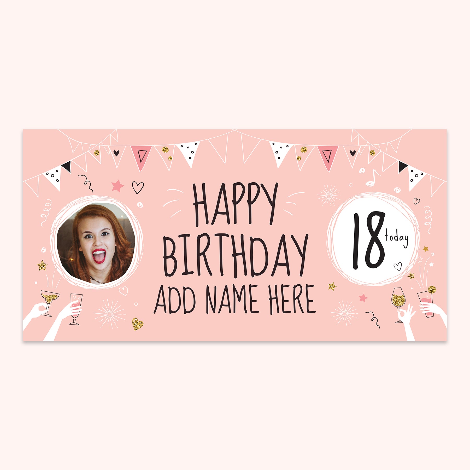 Happy 18th Birthday Banner 150cm x 75cm (Pink)