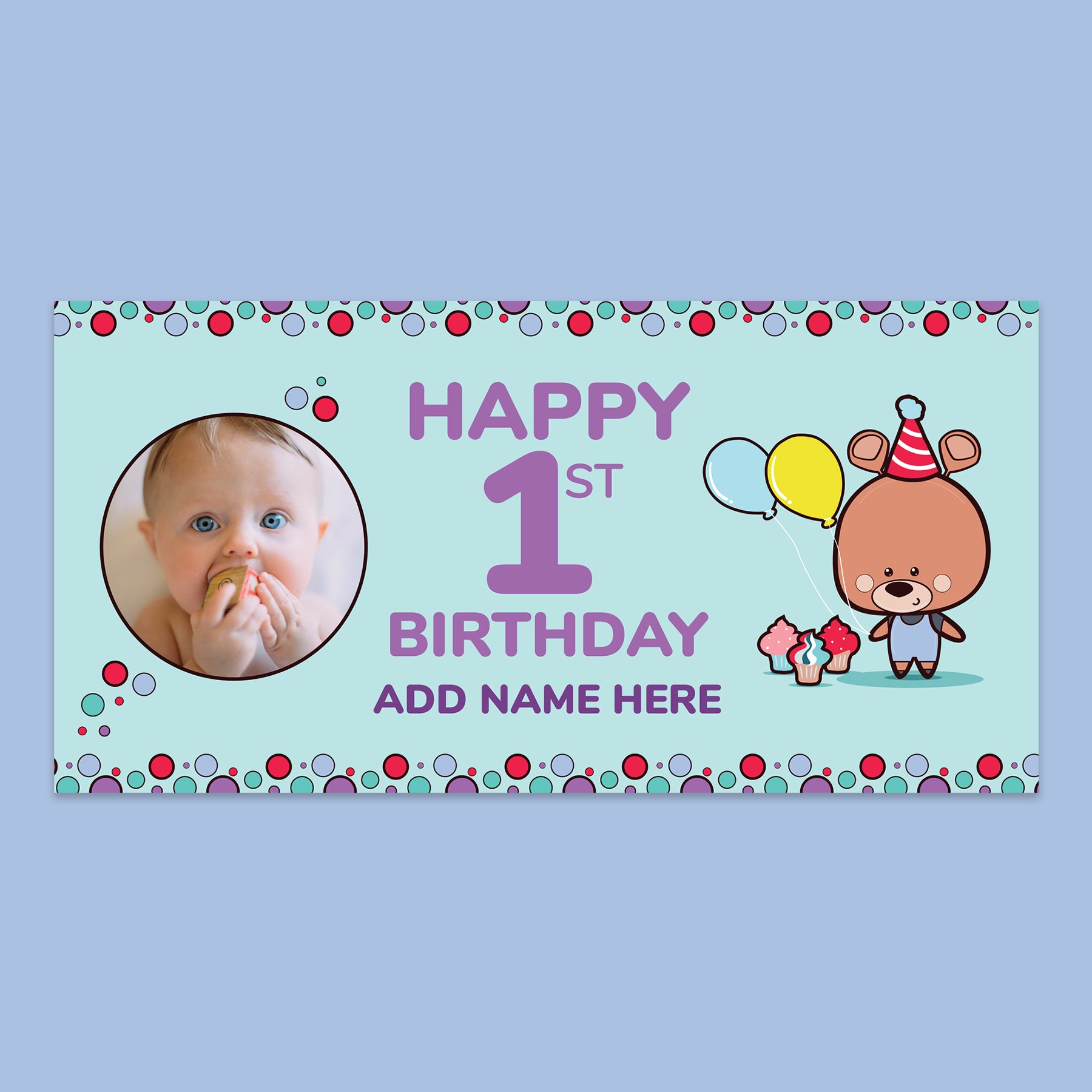 Age 1 Birthday Banner 150cm x 75cm (Fabric) purple