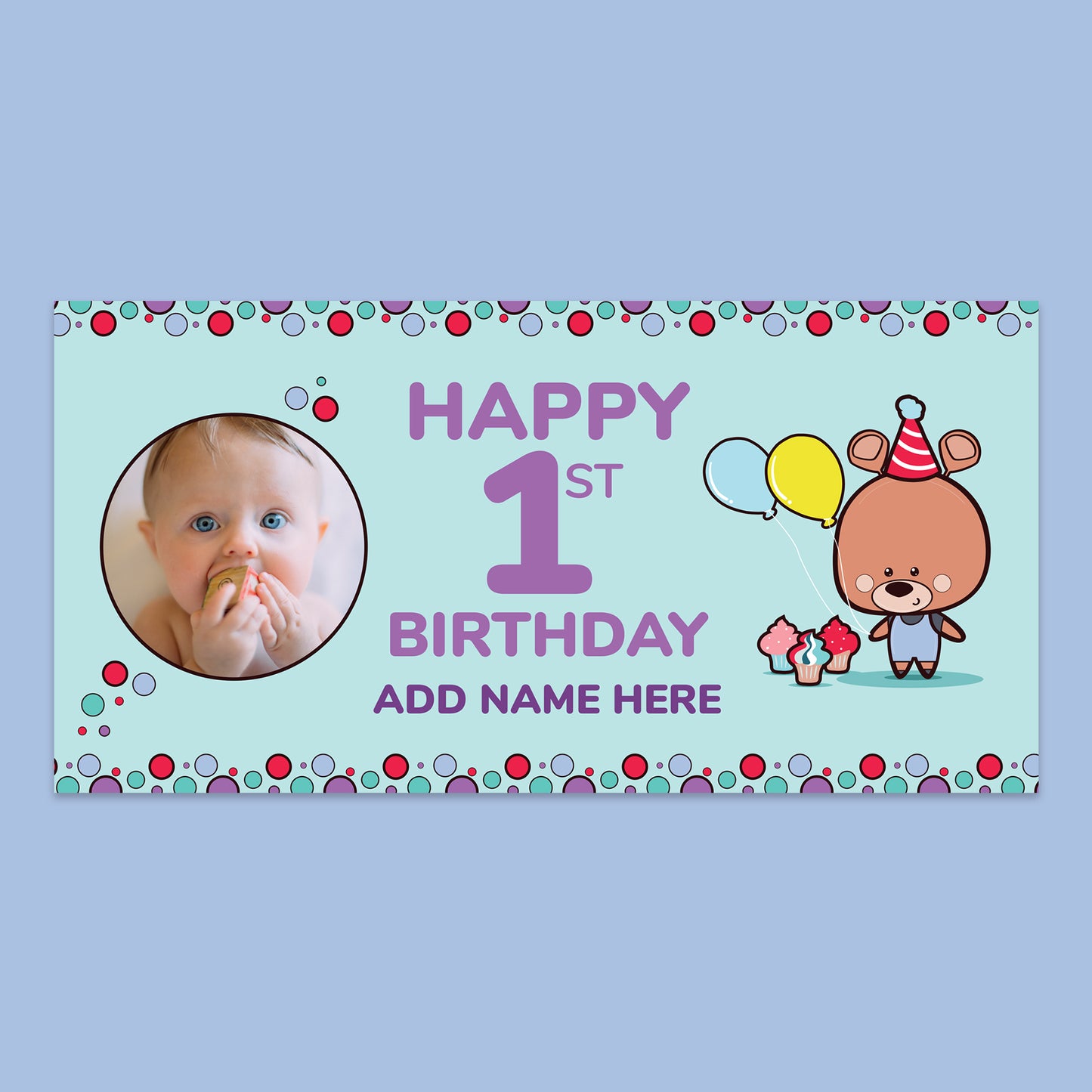Age 1 Birthday Banner 150cm x 75cm (Fabric) purple
