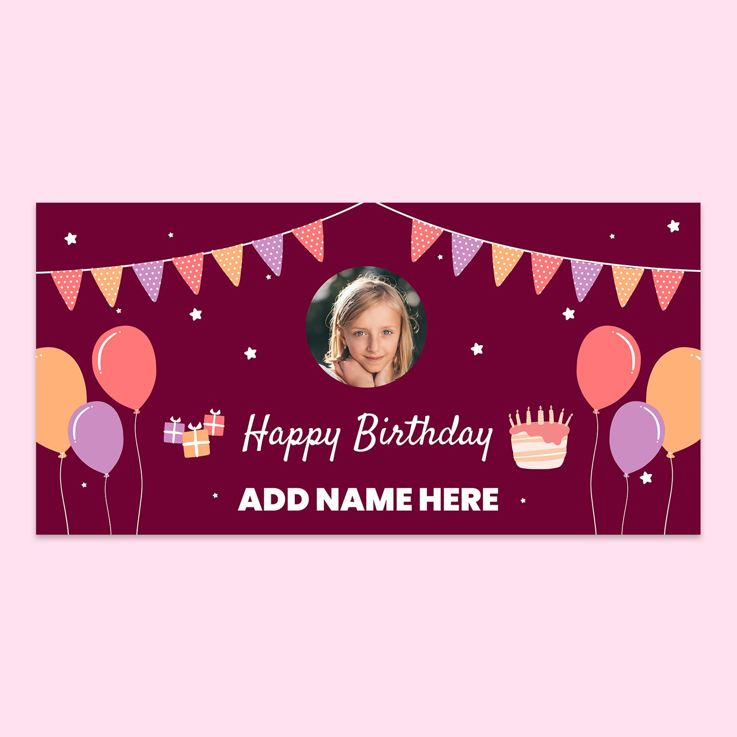 Happy Birthday Banner 150cm x 75cm with personalisation