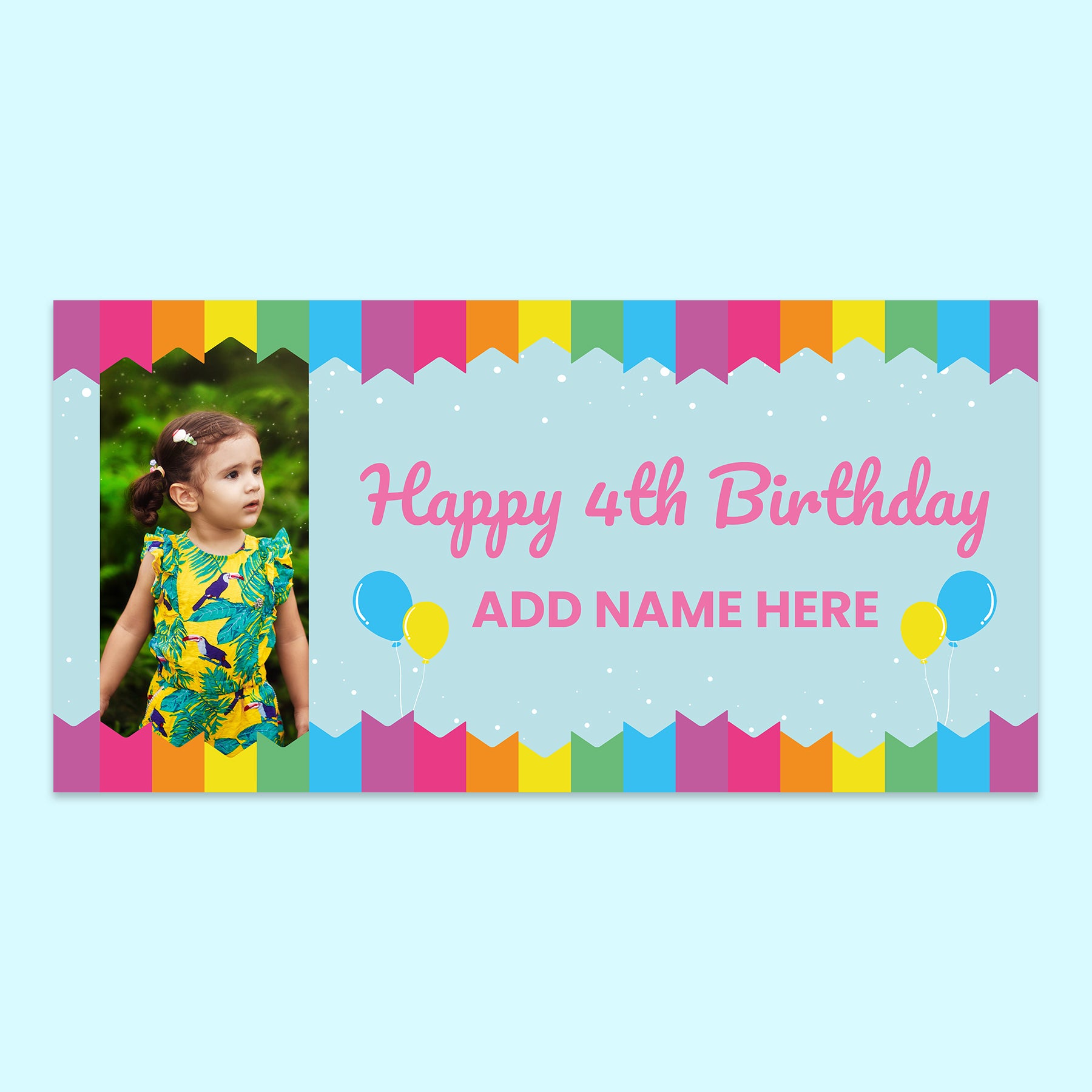 Birthday Banner Multicoloured 150cm x 75cm with personalisation