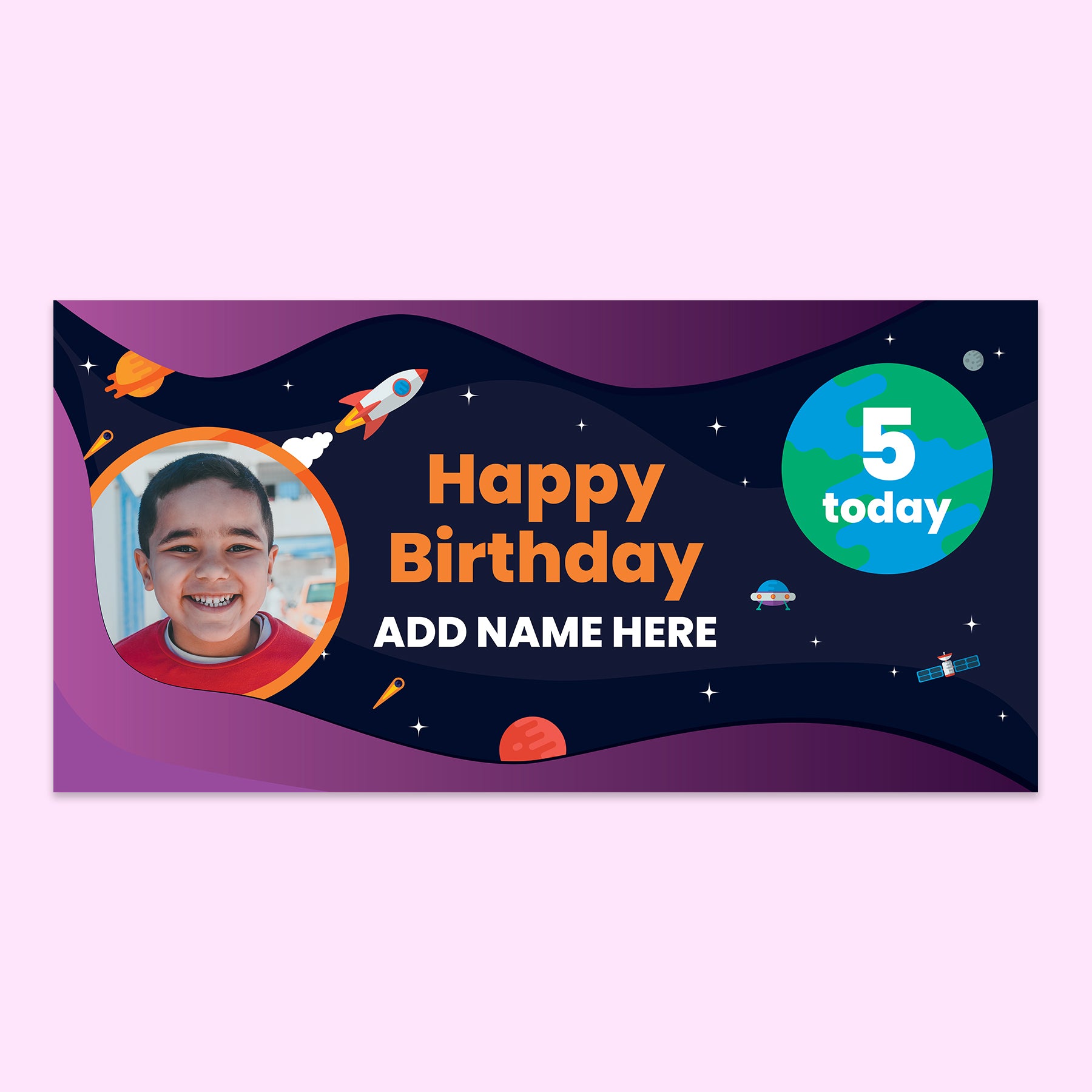 Space Themed Birthday Banner 150cm x 75cm with personalisation