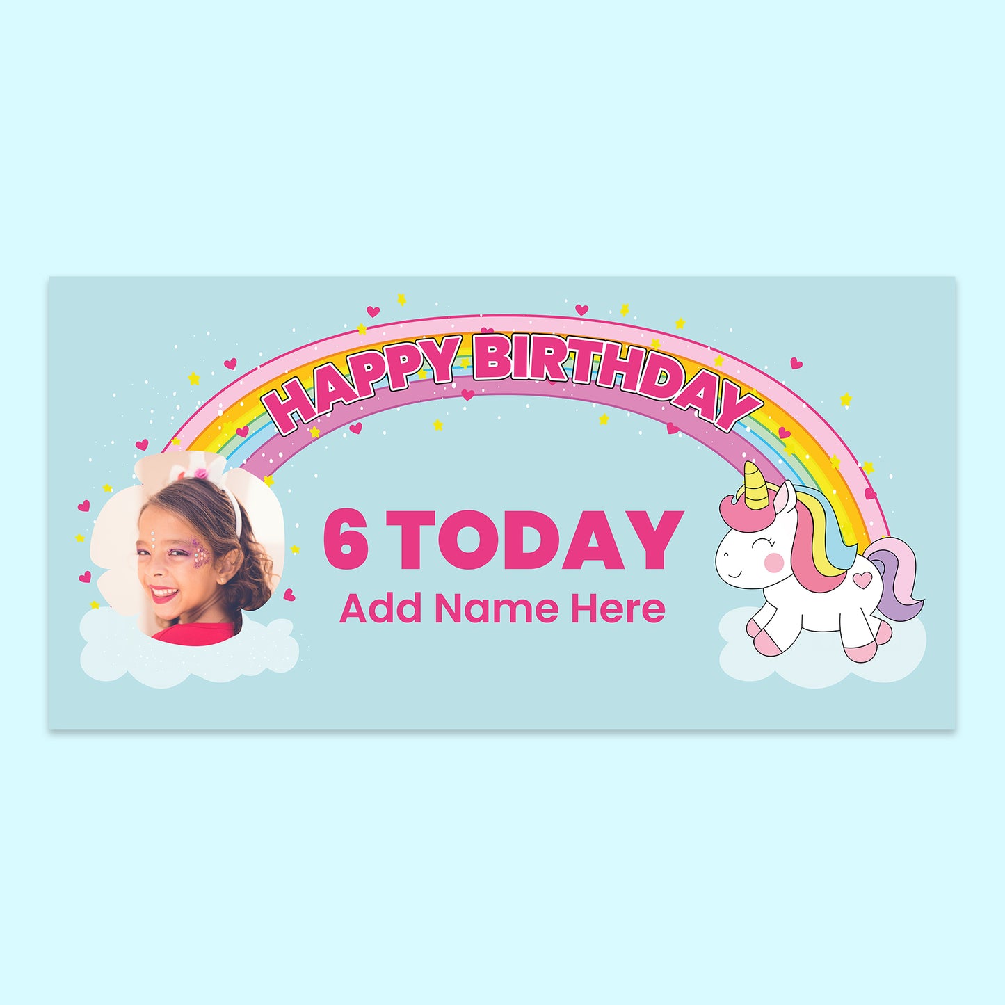 Unicorn Themed Birthday Banner 150cm x 75cm with personalisation
