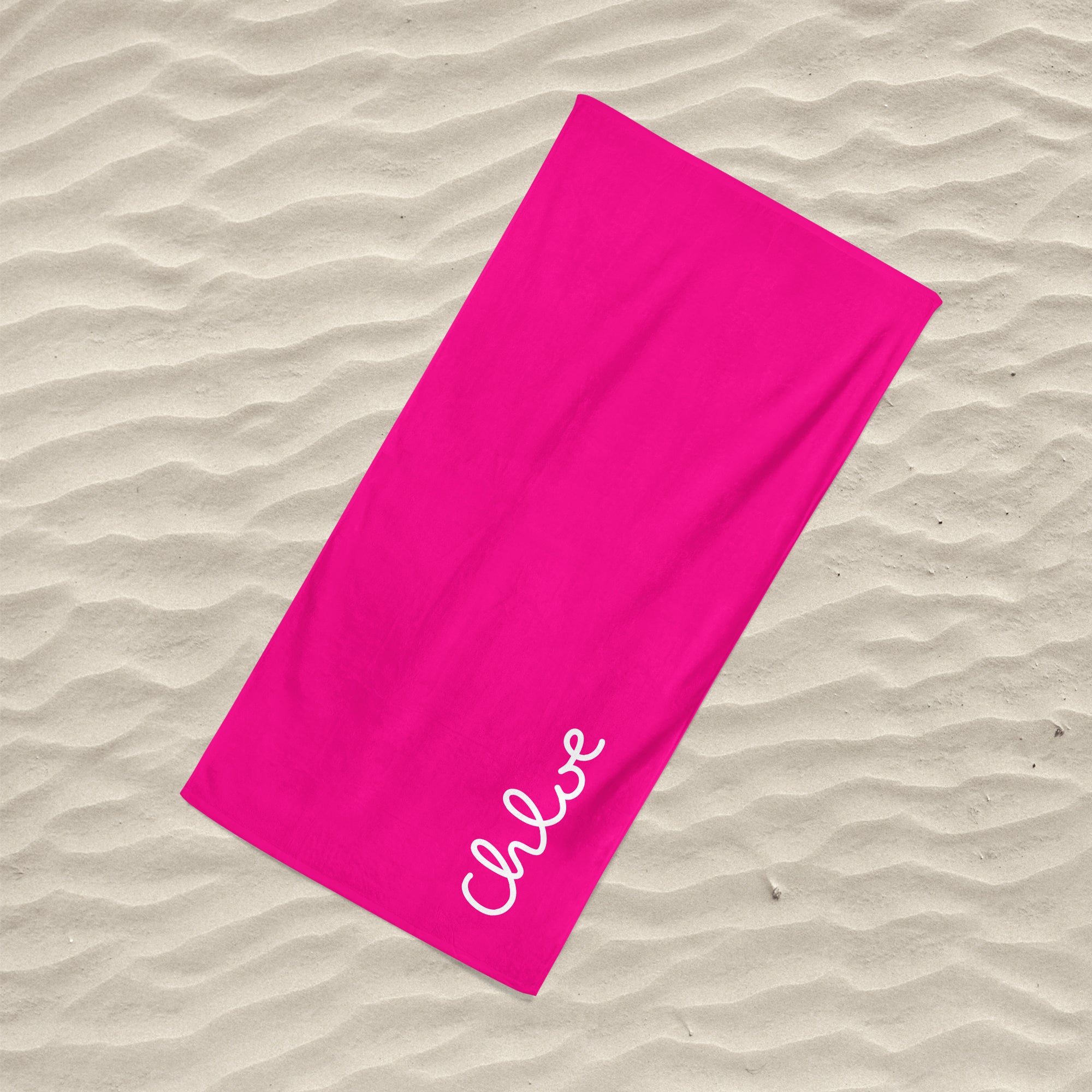Island Inspired Beach Towel White on Pink - Personalise with Name
