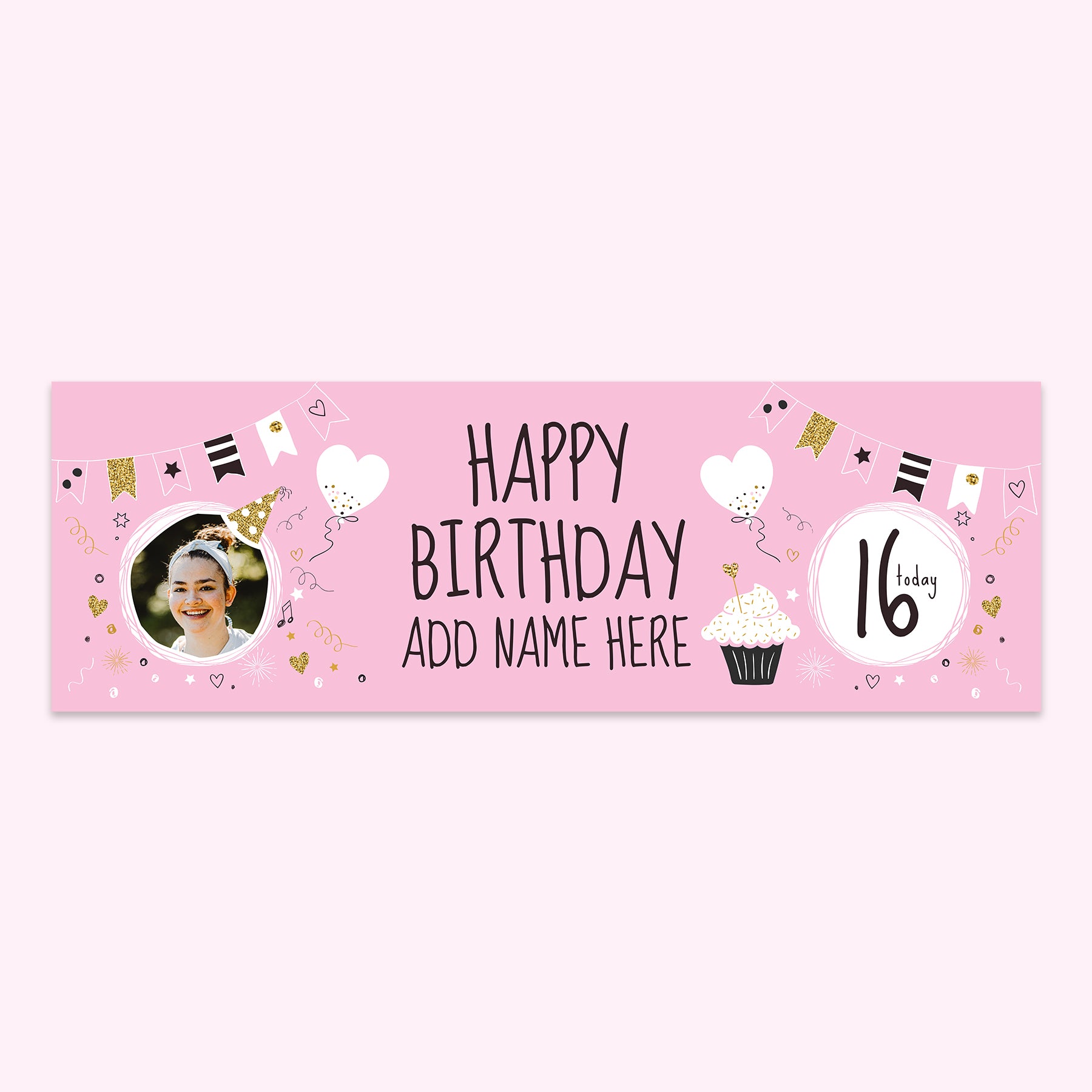 Happy 16th Birthday Banner 210cm x 70cm (Pink)