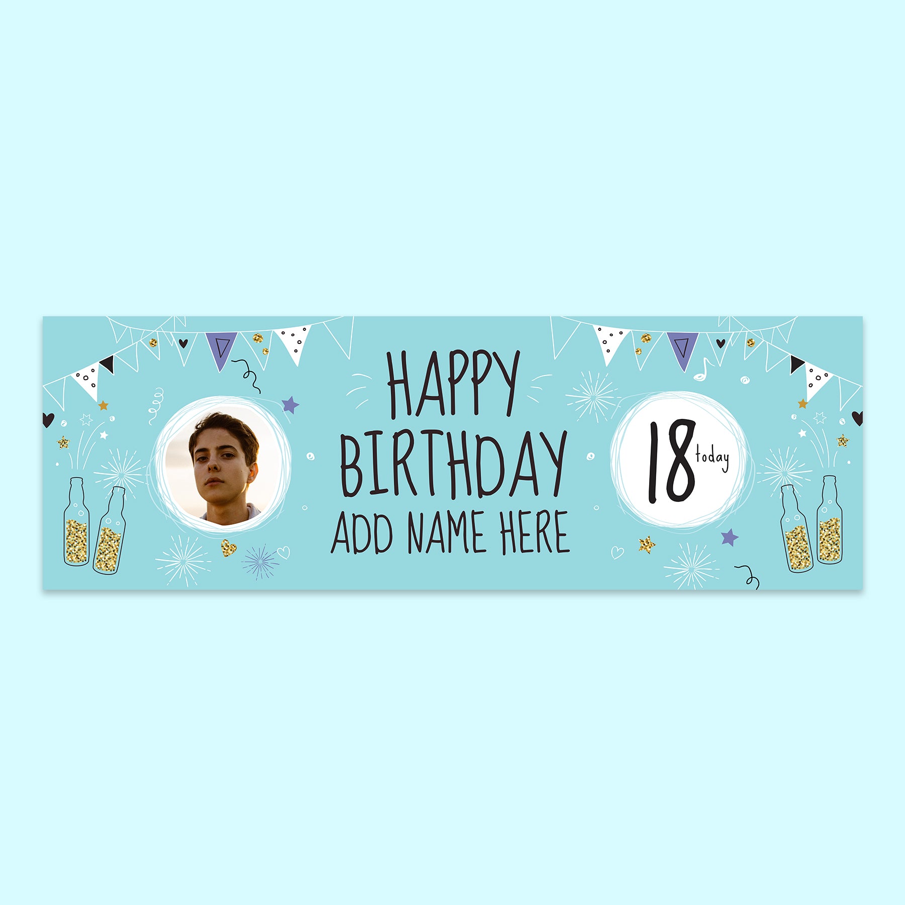 Happy 18th Birthday Banner 210cm x 70cm (Blue)