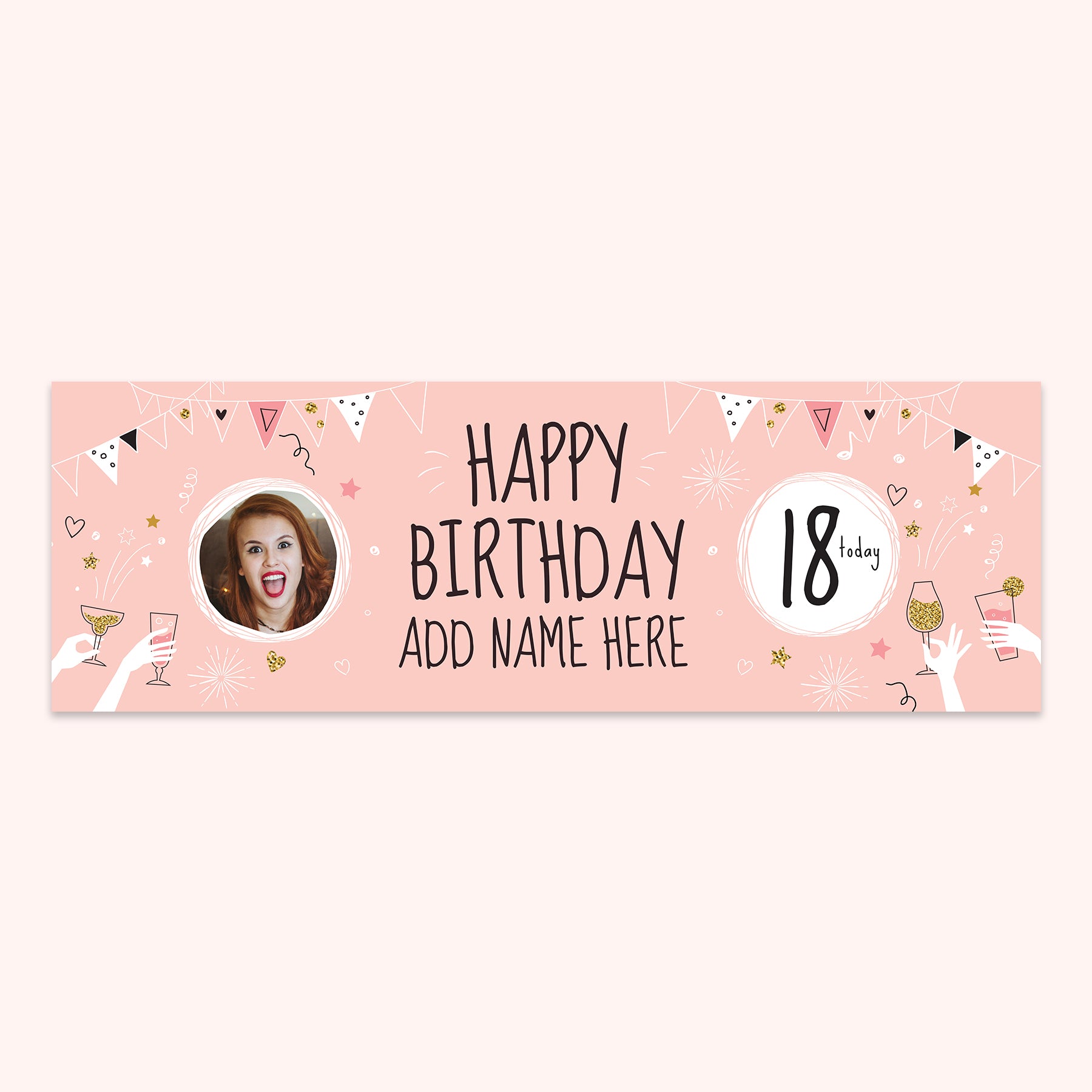 Happy 18th Birthday Banner 210cm x 70cm (Pink)
