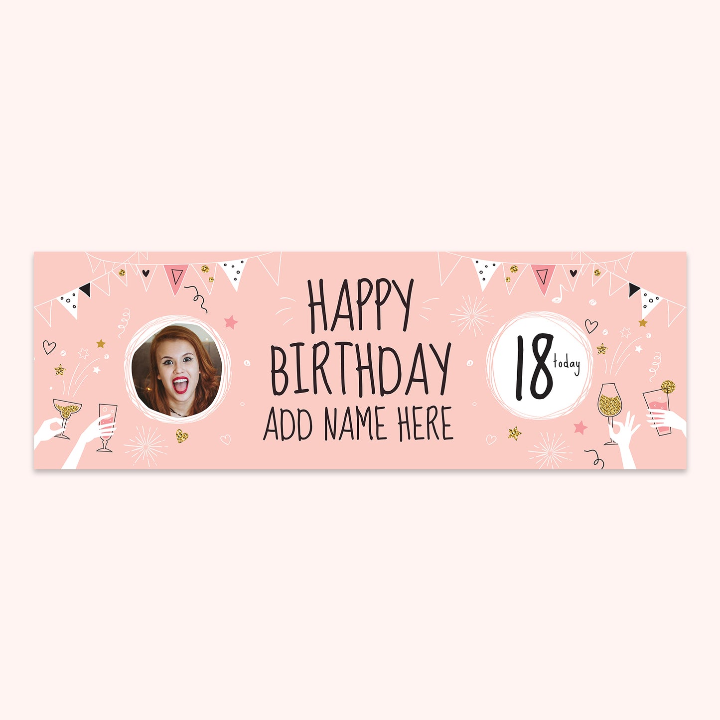 Happy 18th Birthday Banner 210cm x 70cm (Pink)
