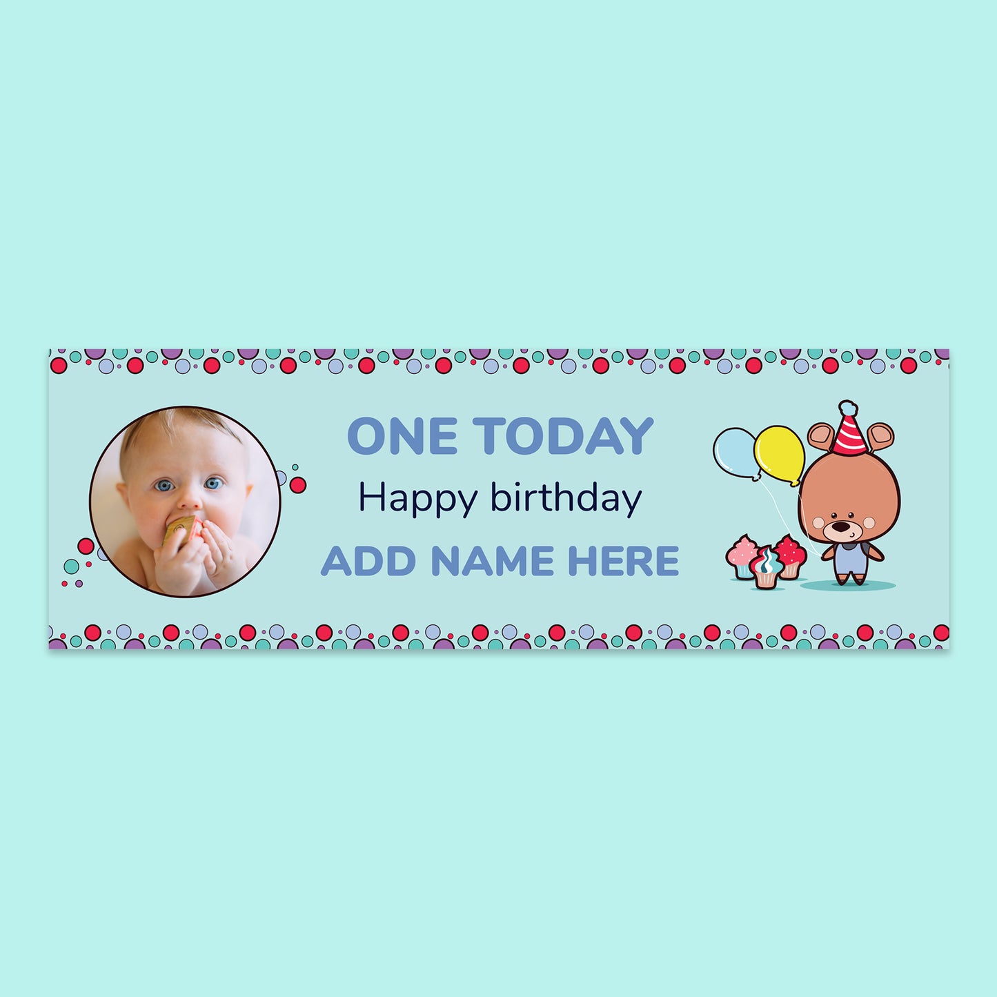 Age 1 Birthday Banner 140cm x 45cm (Fabric)