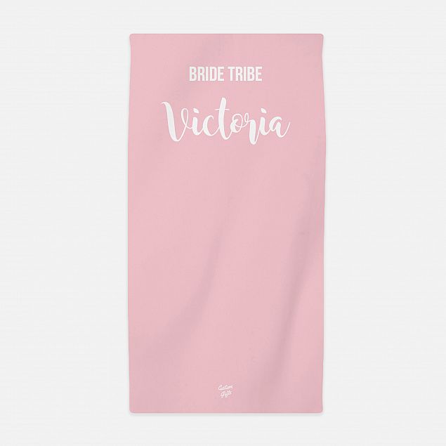 Bride Tribe Hen Party Beach Towel Pink - Personalise with Name