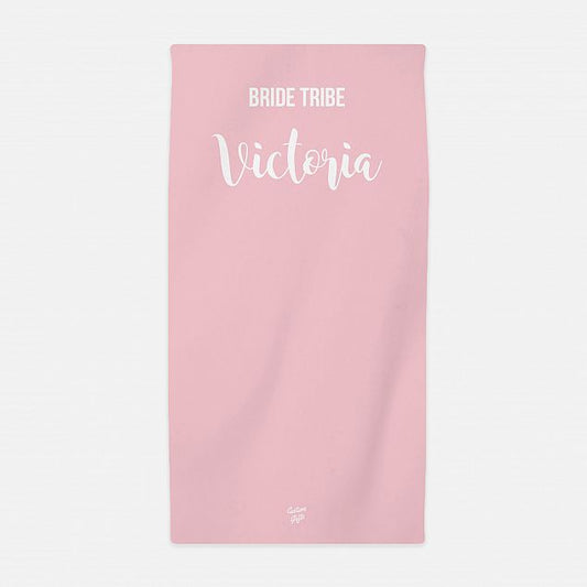 Bride Tribe Hen Party Beach Towel Pink - Personalise with Name