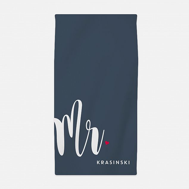 "Mr" Honeymoon Beach Towel Dark Blue - Personalise with Name