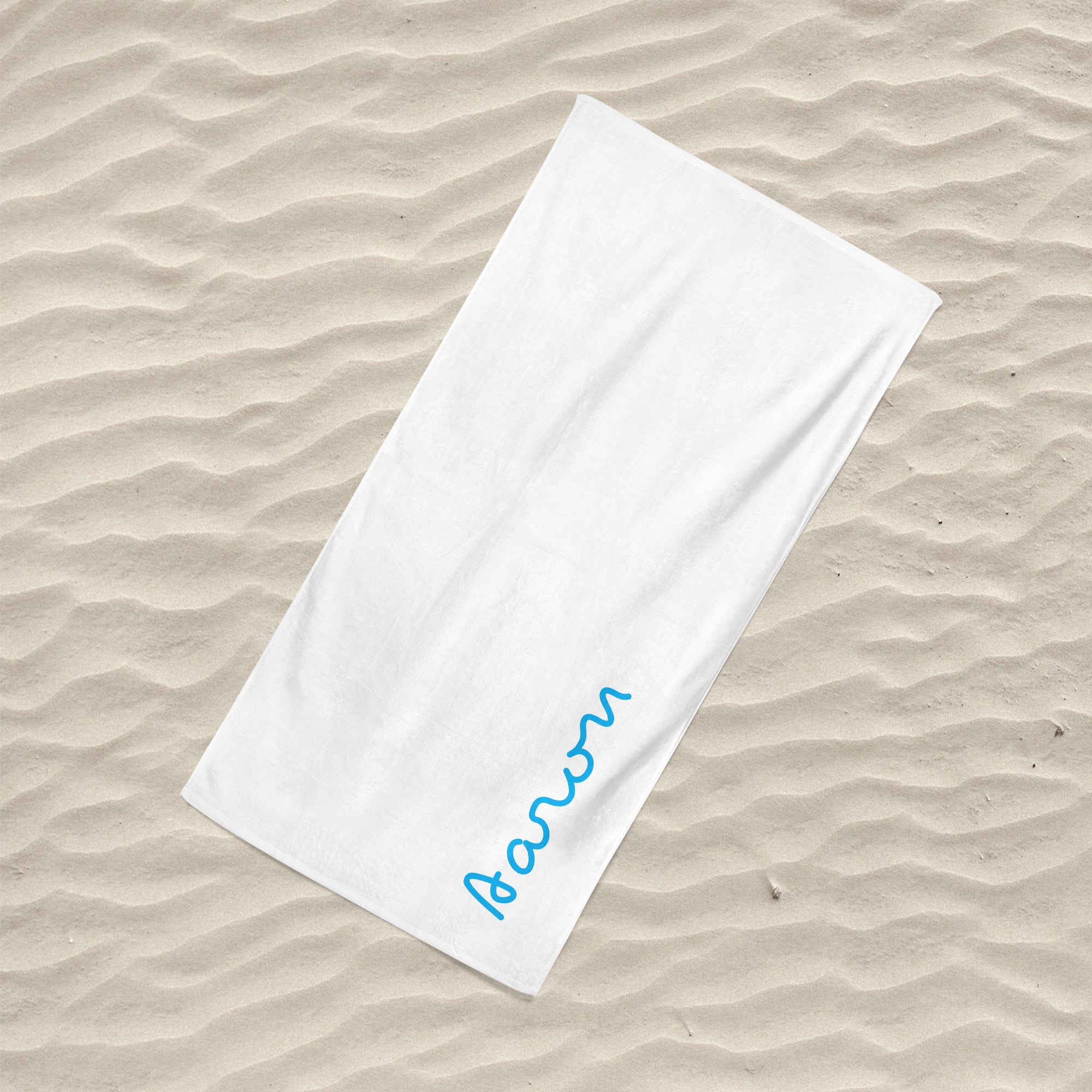 Island Inspired Large Beach Towel Blue on White - Personalise with Name