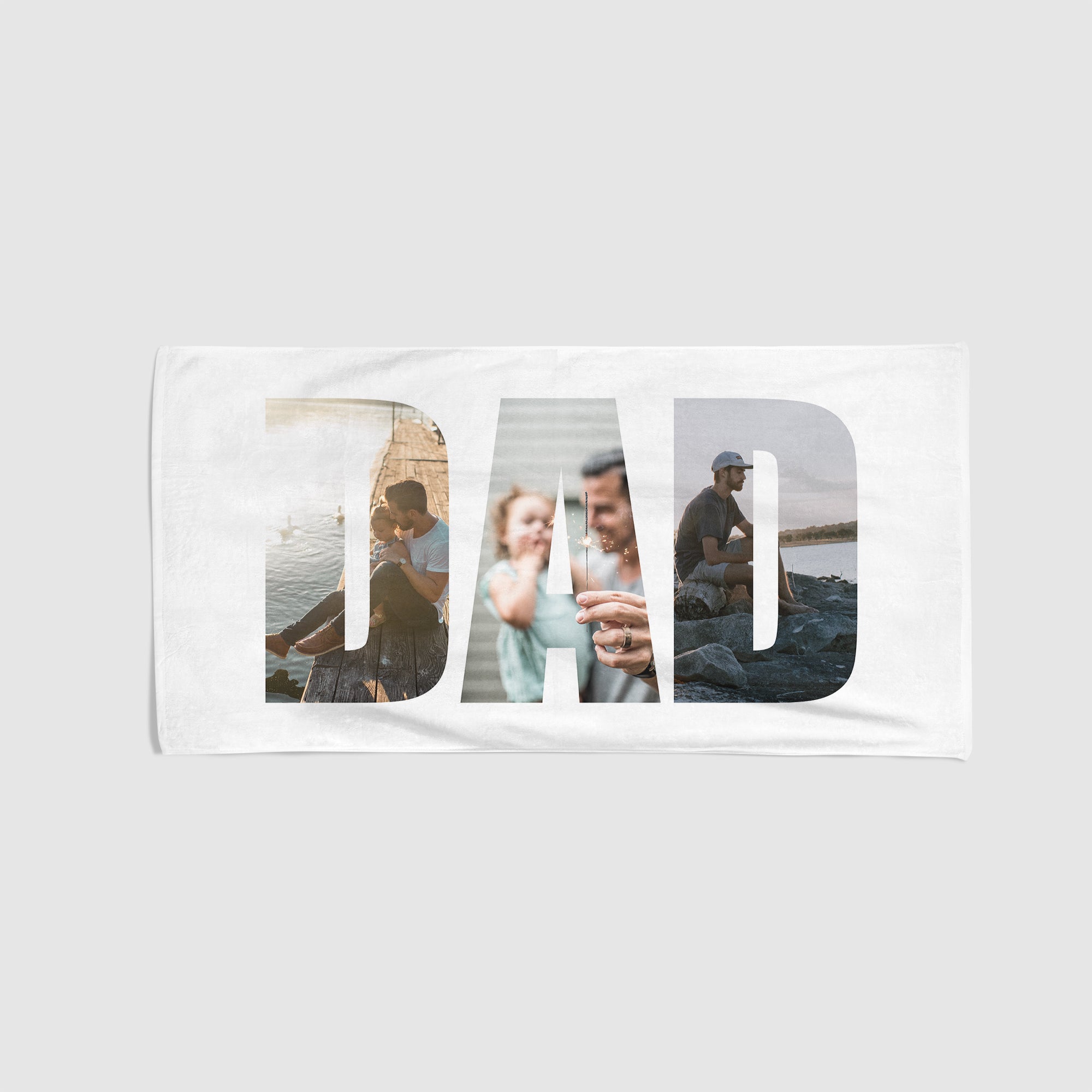 Three Photo Upload Medium Towel - Dad