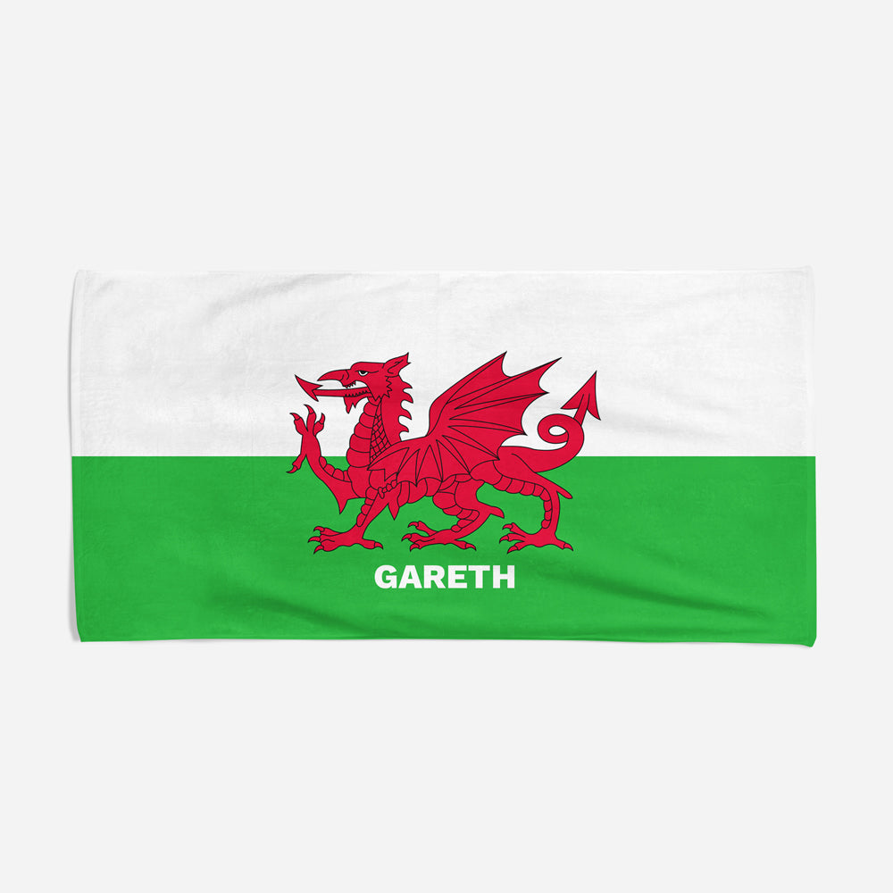 Personalised Welsh Medium Beach Towel