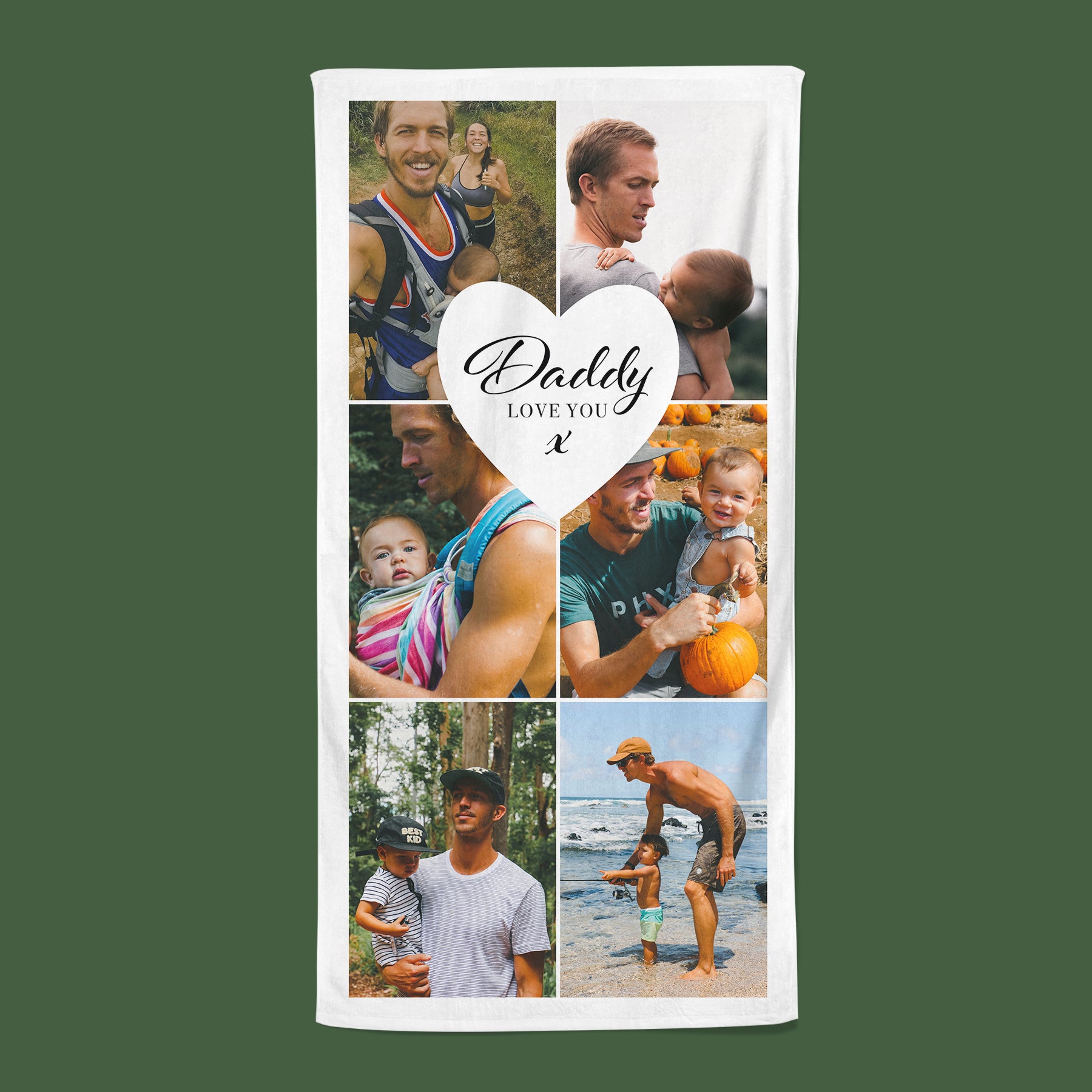 Six Photo Upload Beach Towel White - Daddy, Love You