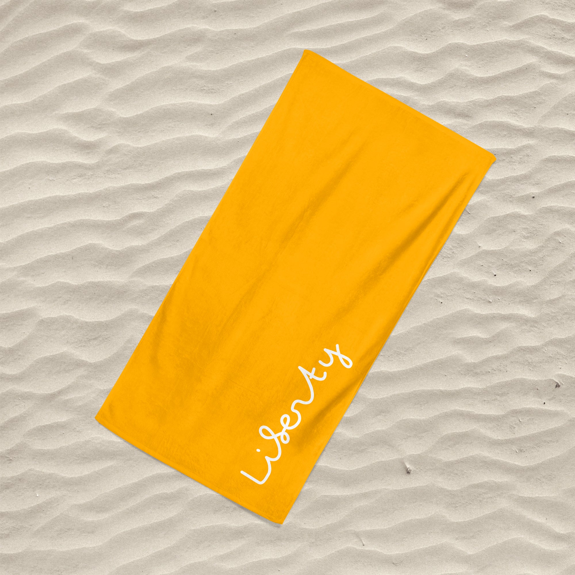 Island Inspired Beach Towel White on Orange - Personalise with Name