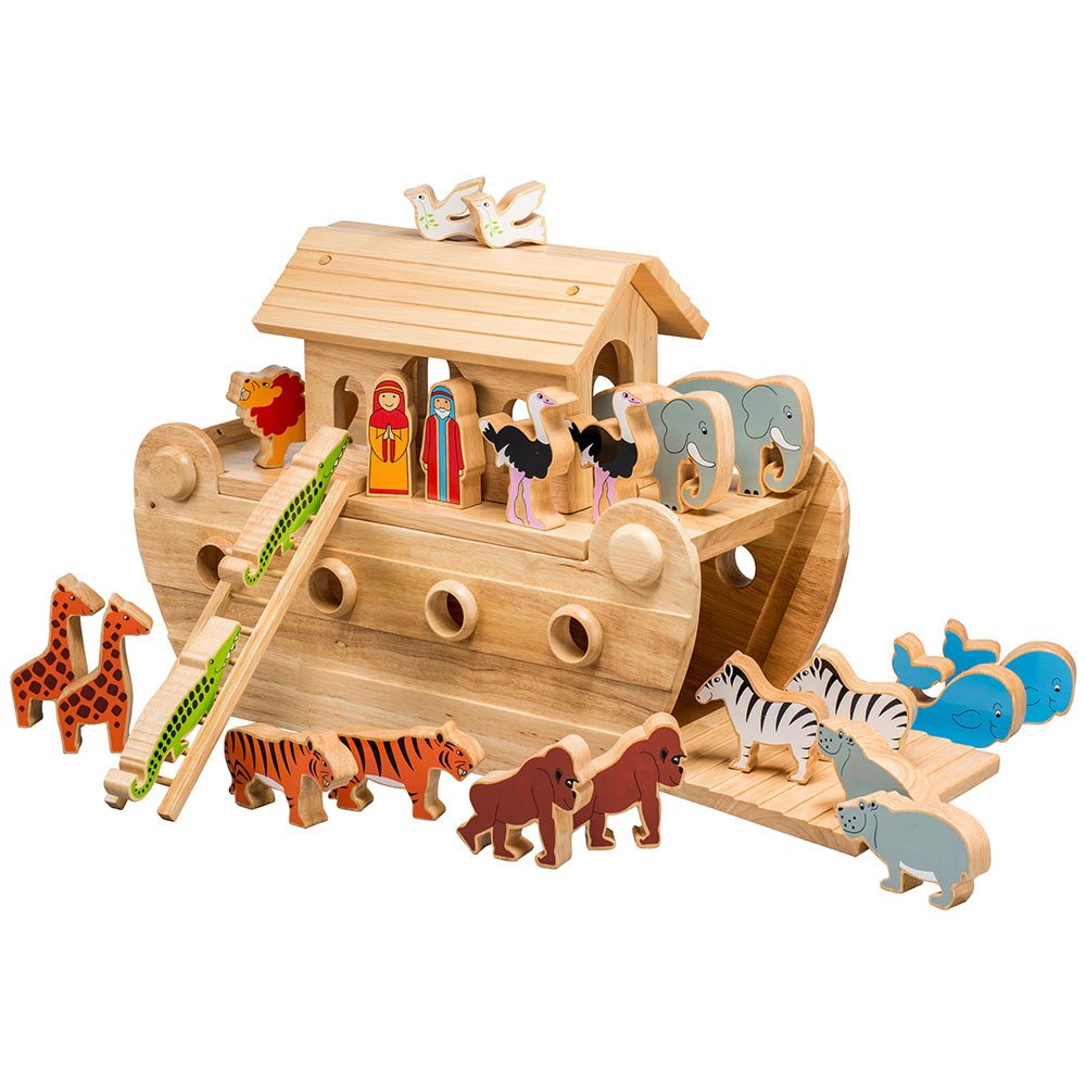 Personalised Wooden deluxe Noahs ark playset with colourful characters