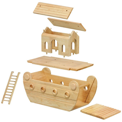 Personalised Wooden deluxe Noahs ark playset with colourful characters