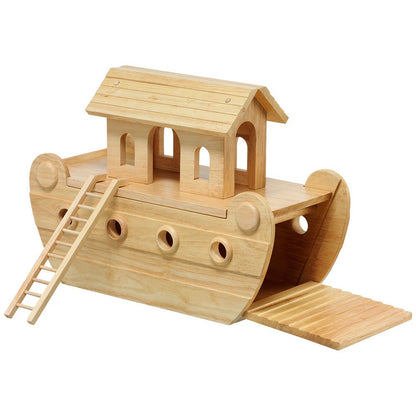 Personalised Wooden deluxe Noahs ark playset with natural wood characters