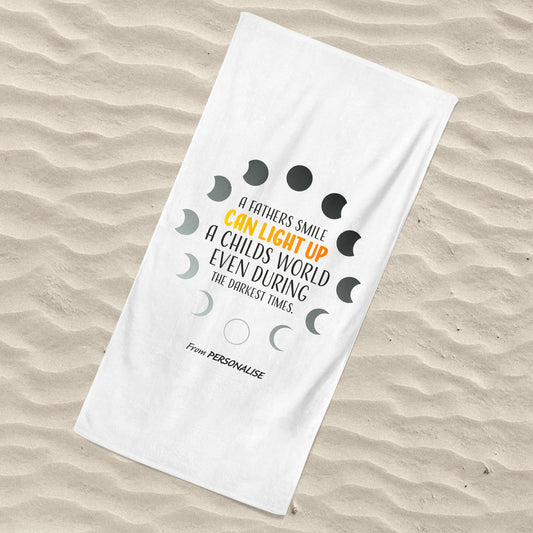 Beach Towel White with Moons - A Fathers Smile - Personalise with Name