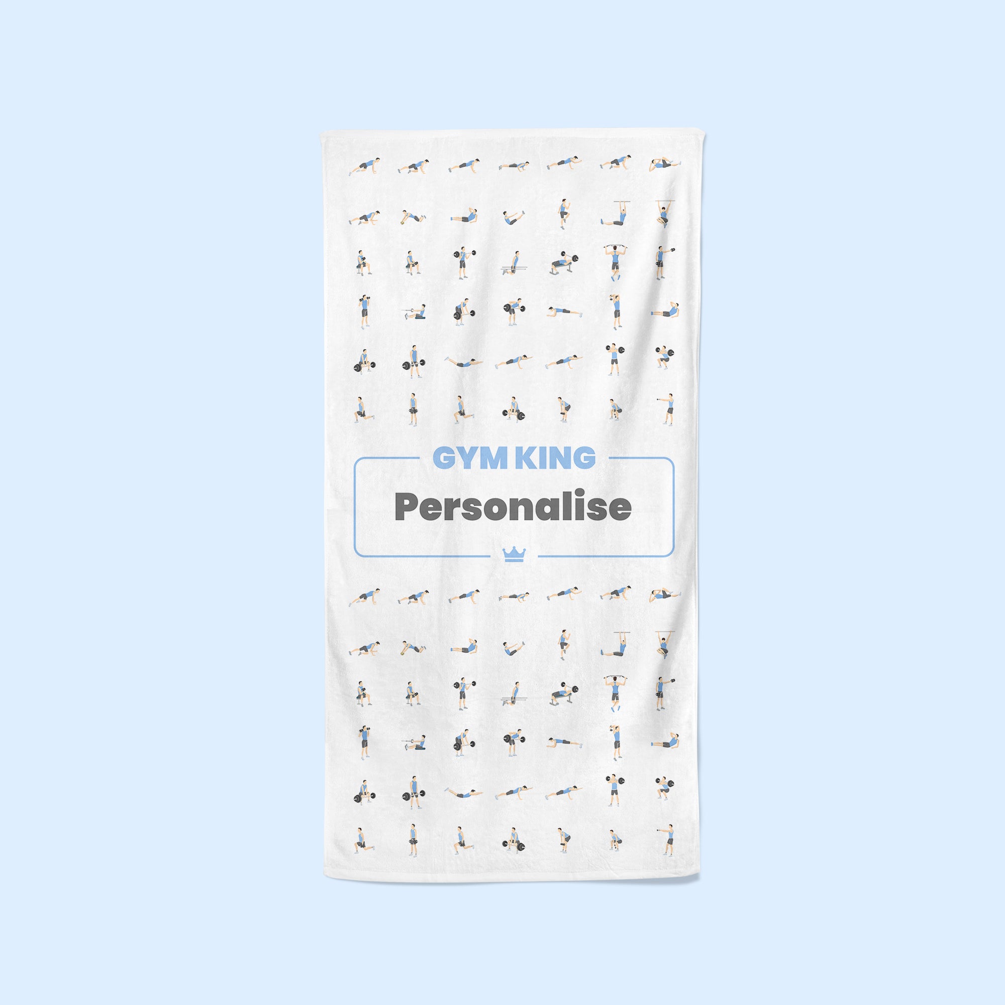 Gym Towel White with Gym Print - Gym King - Personalise with Name