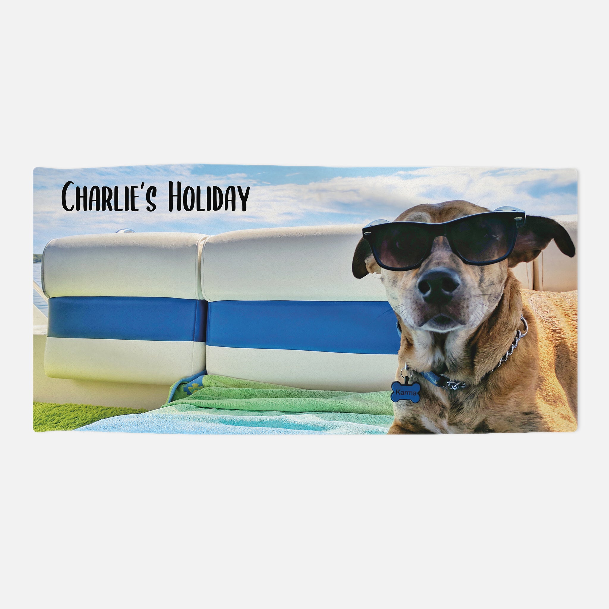 Photo Upload Pet Towel - Black Text - Personalise with Name and Photo