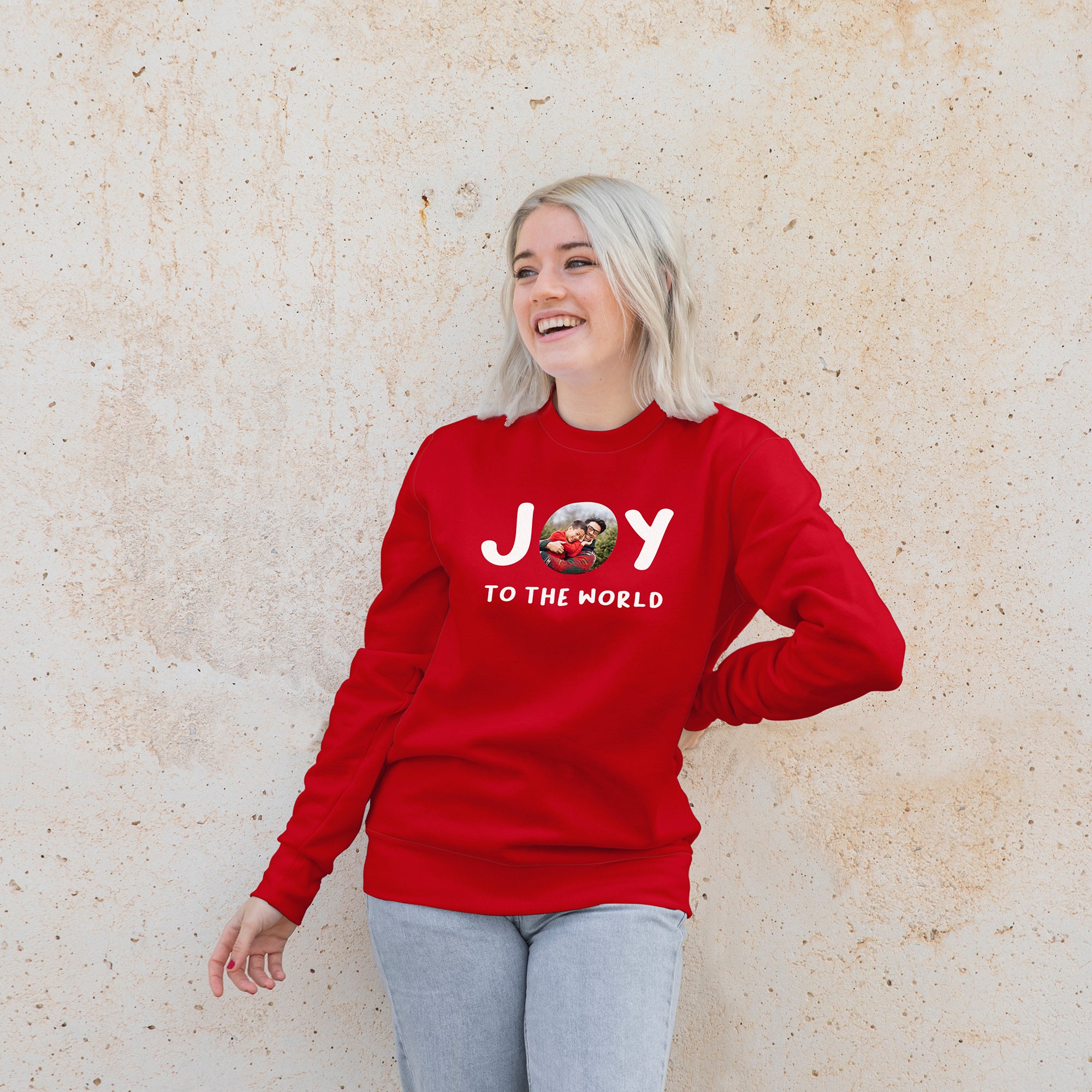 Photo Upload Christmas Jumper - Joy (Red)