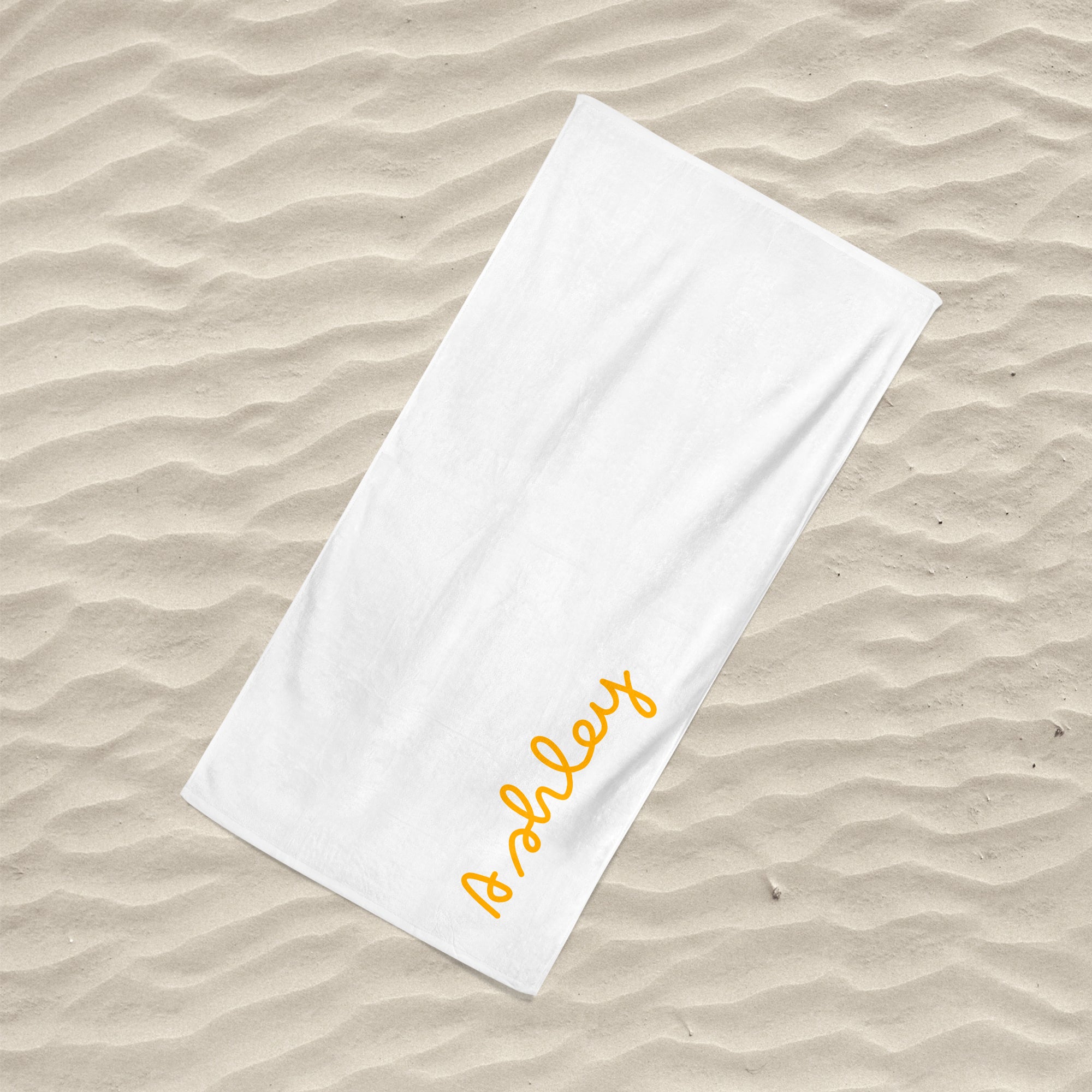 Island Inspired Large Beach Towel Orange on White - Personalise with Name
