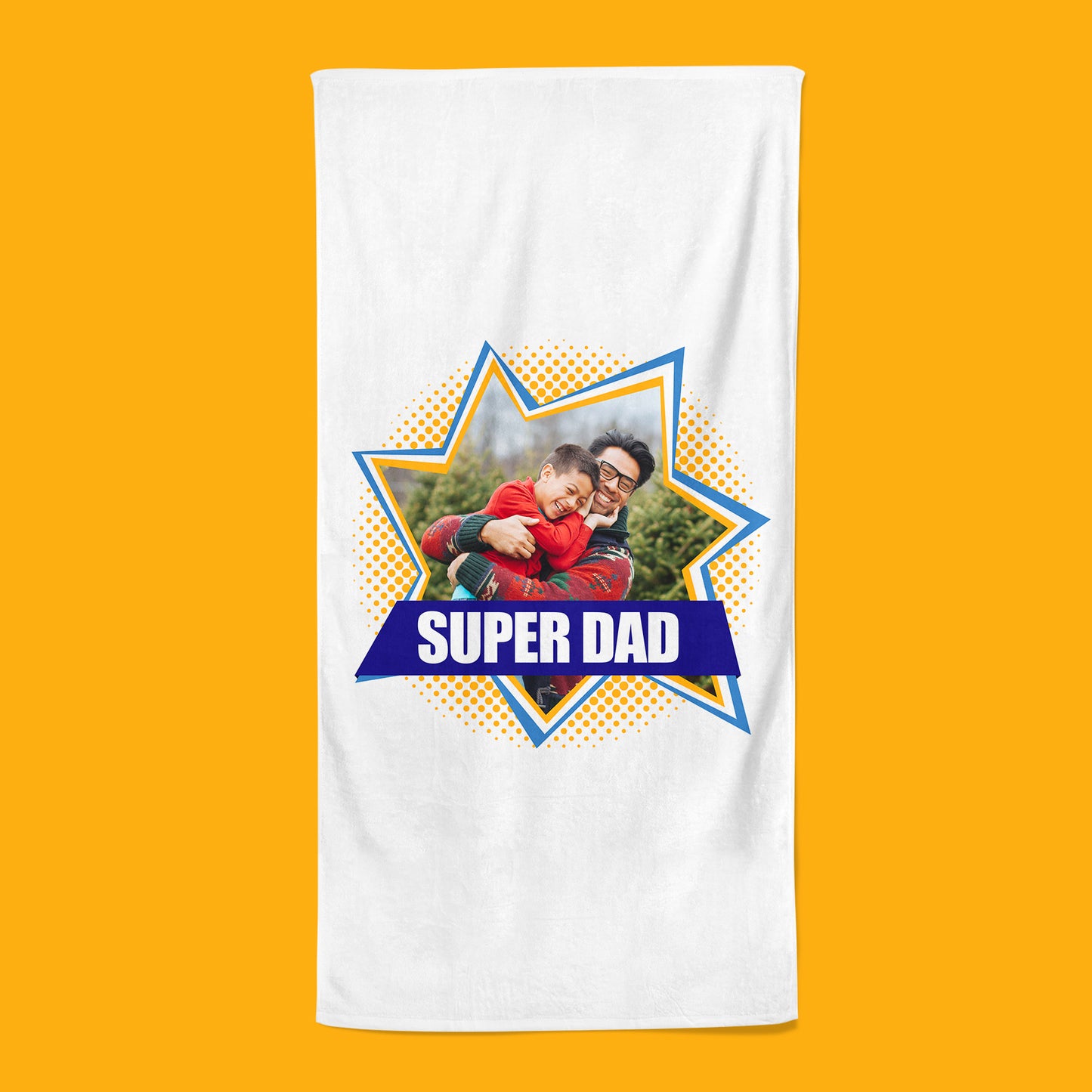 Photo Upload Beach Towel White - Super Dad