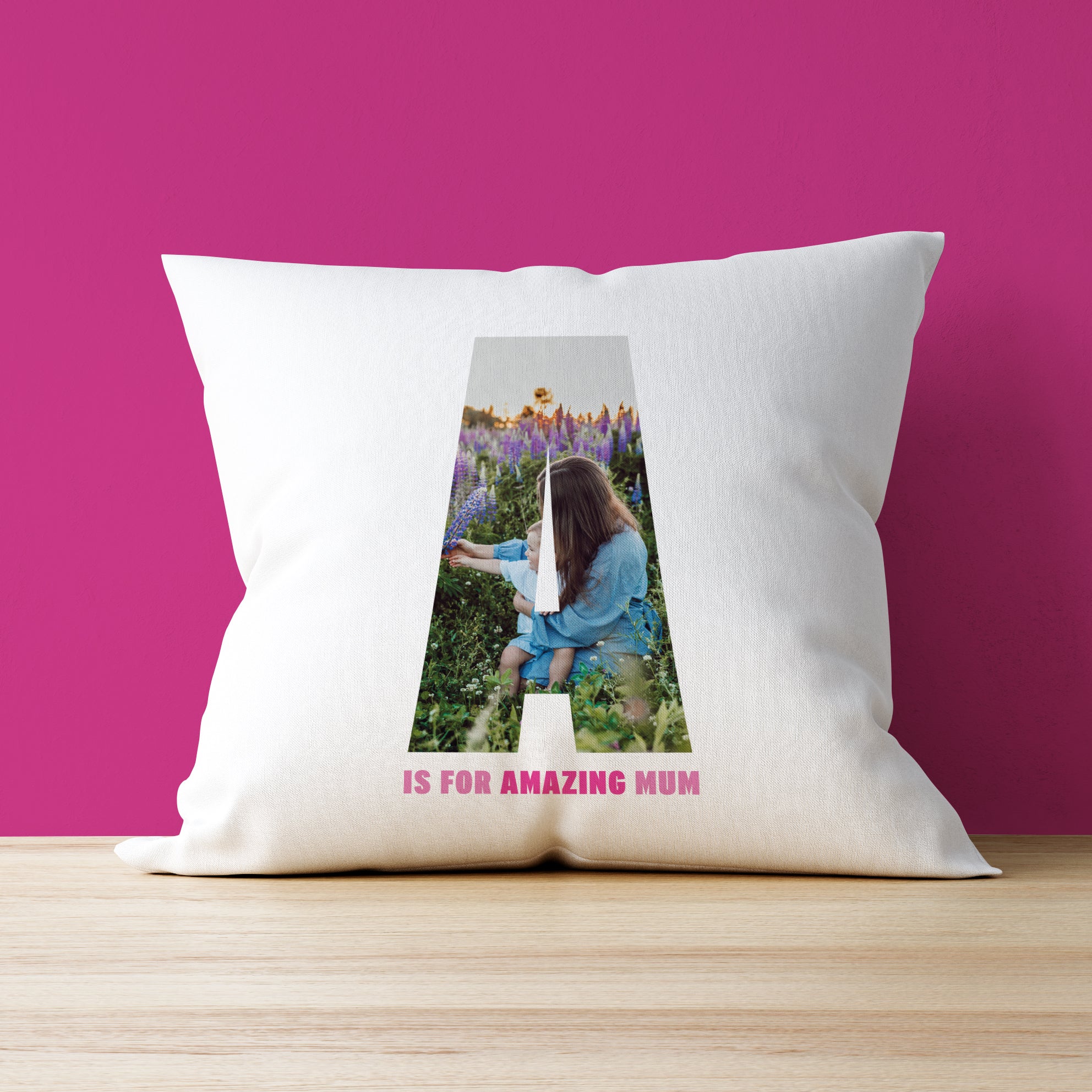 A is for Amazing Mum - Photo Upload Cushion
