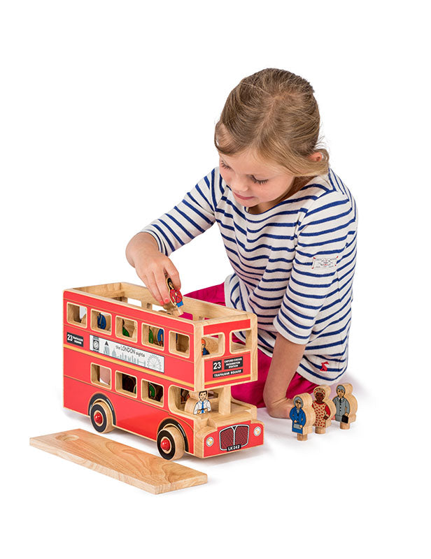 Personalised Wooden deluxe London bus playset with figures