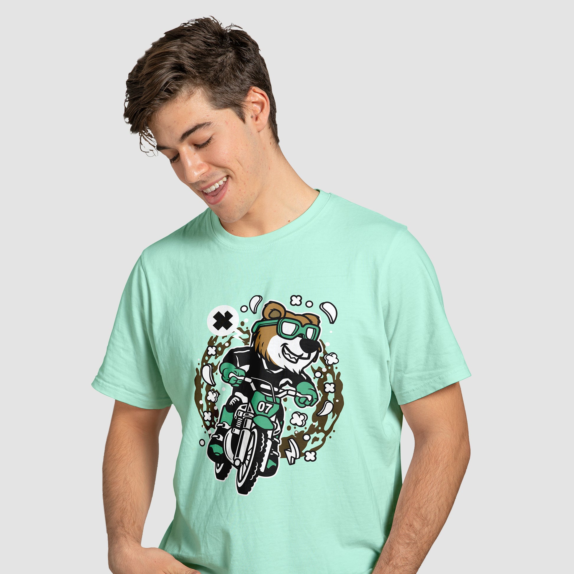 Cartoon Dirt Bike Bear - T-Shirt - Custom Gifts 