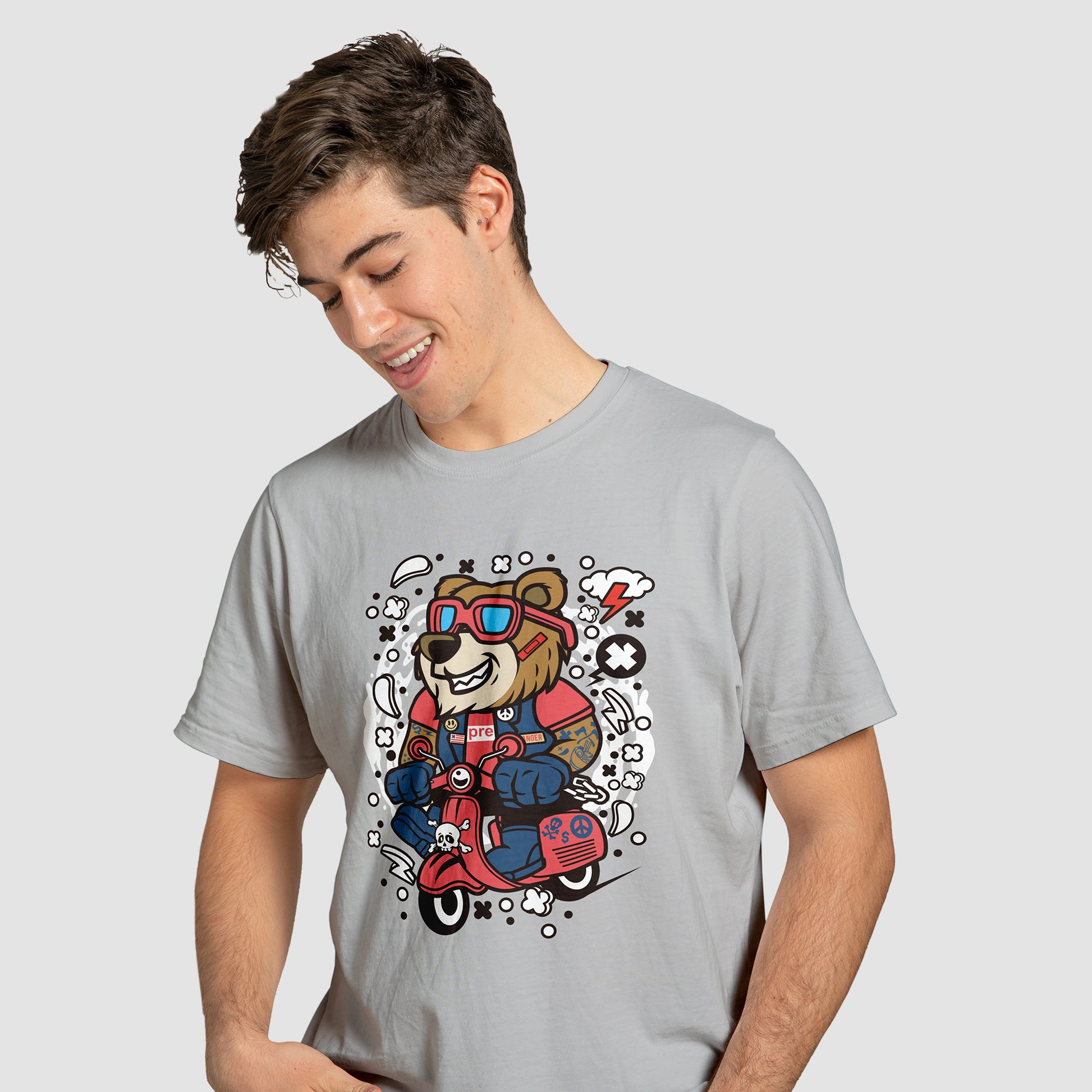 Cartoon Scooter Bear - T-Shirt - Custom Gifts 