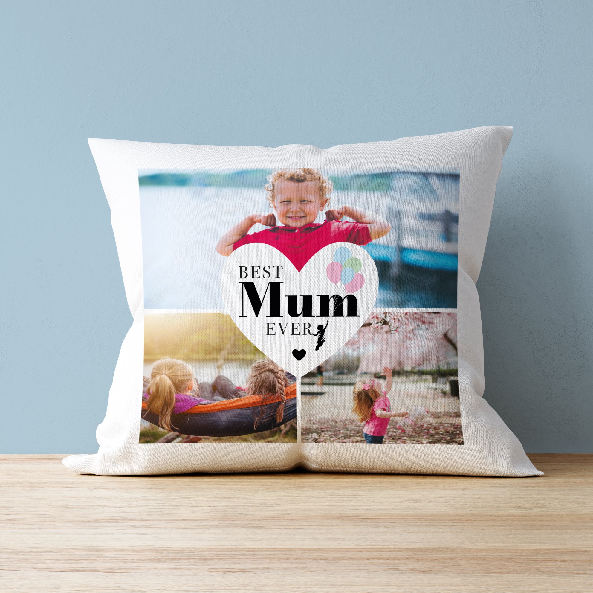Best Mum Ever Balloon Design Photo Upload Cushion