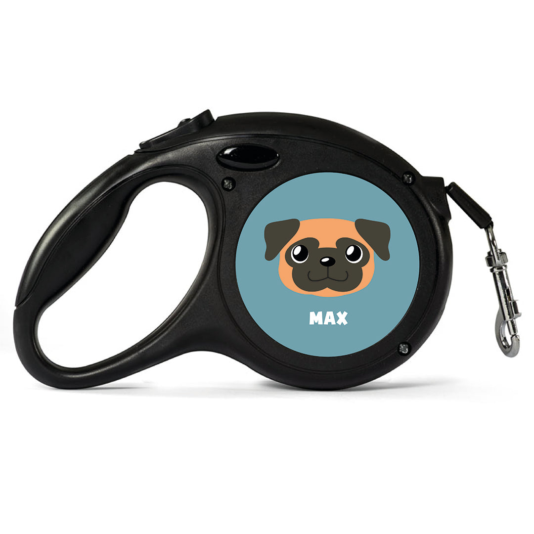 Cartoon Apricot Pug Dog Lead - Large