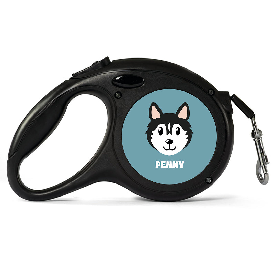 Cartoon Black Husky Dog Lead - Large