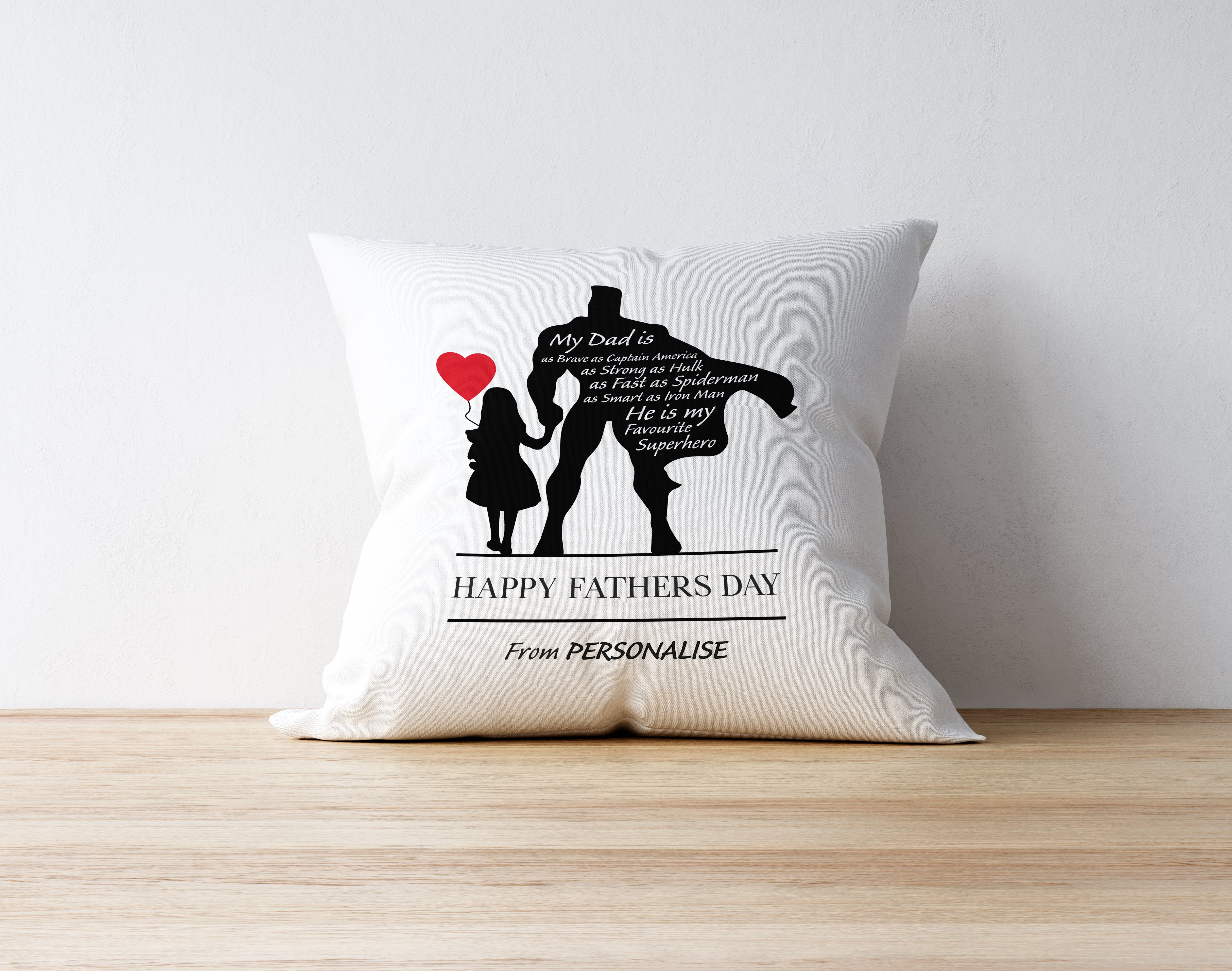 Personalised Fathers Day Cushion - Superhero