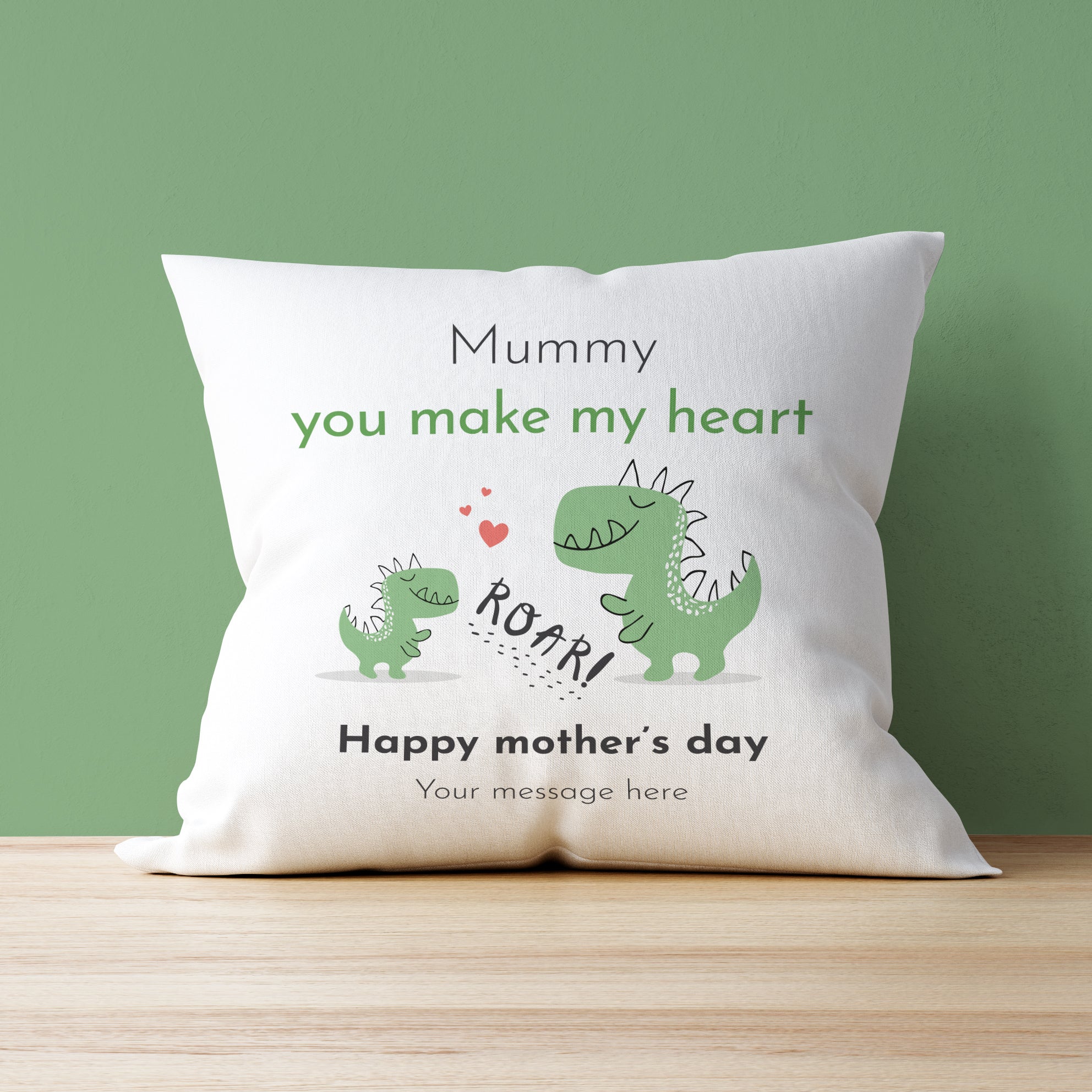 Mummy you make my heart roar - Mother's Day personalised cushion
