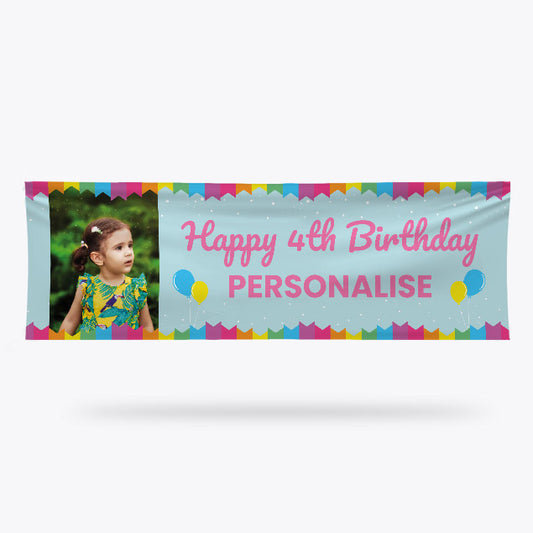 Birthday Banner Multicoloured 140cm x 45cm with personalisation