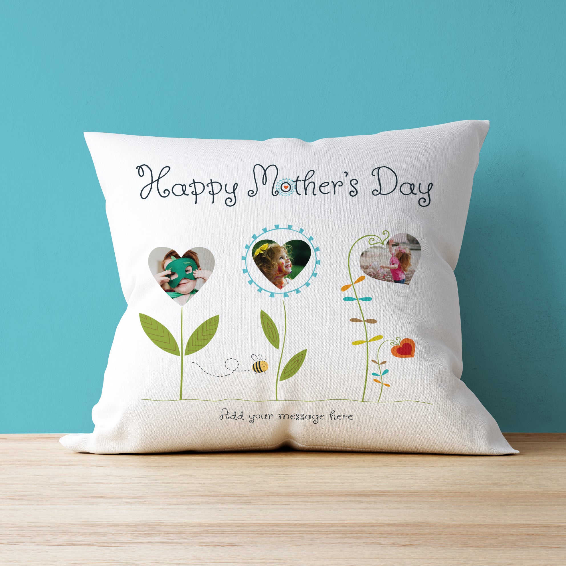 Happy Mother's Day 3 flower - Photo Upload Cushion