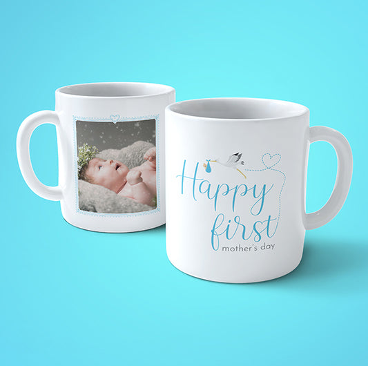 Personalised Mothers Day Mug - First Mothers Day Blue