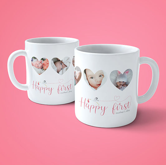 Personalised Photo Mothers Day Mug - First Mothers Day Hearts
