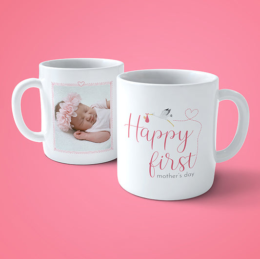 Personalised Mothers Day Mug - First Mothers Day Pink