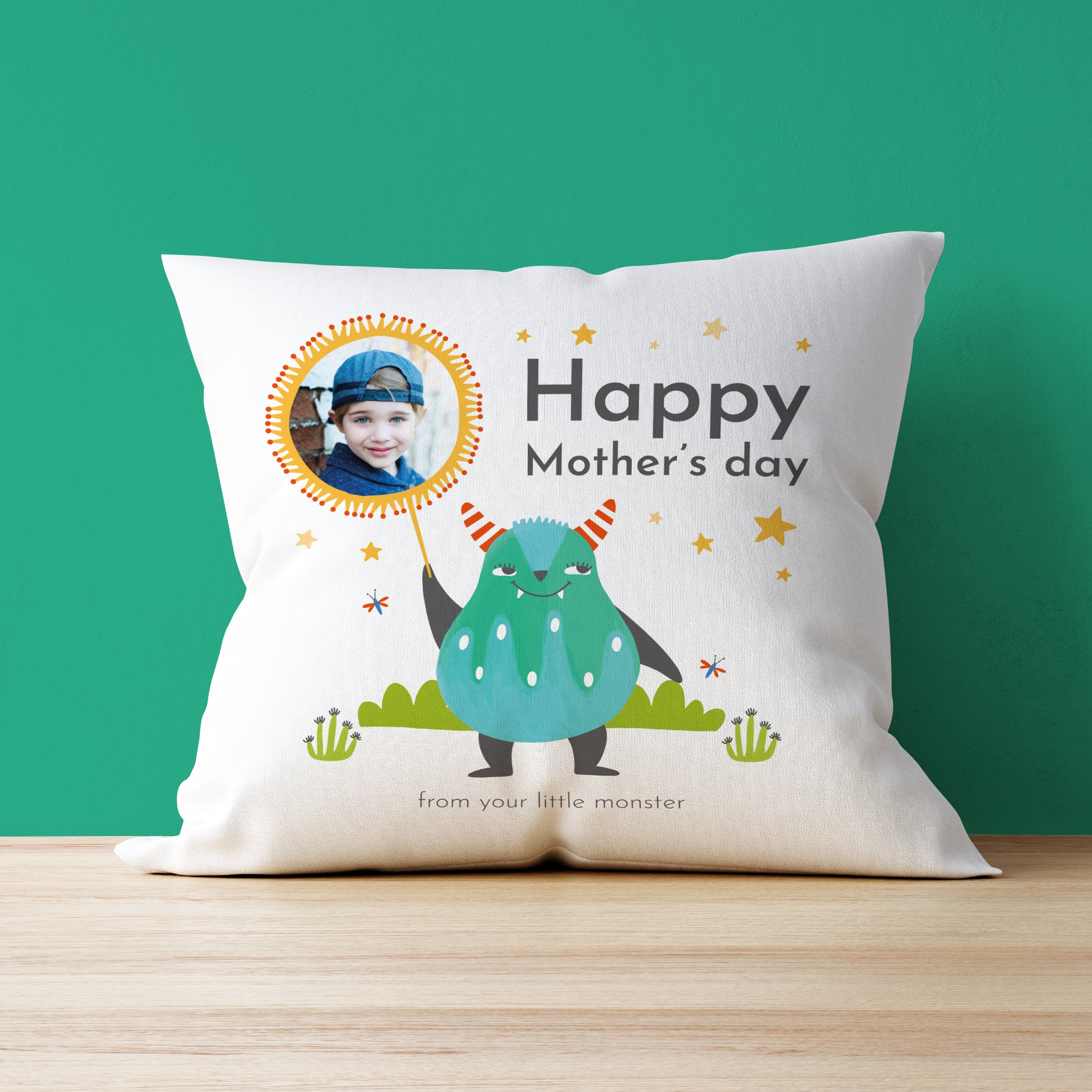 Happy Mother's Day from your little monster - Photo Upload Cushion