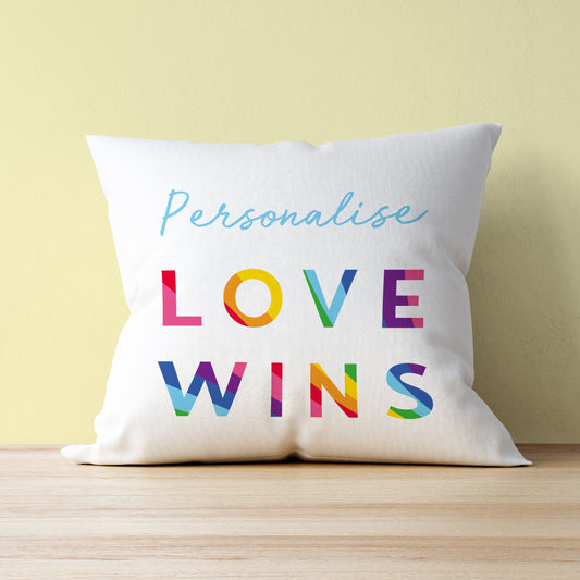 Personalised Love Wins Pride Cushion