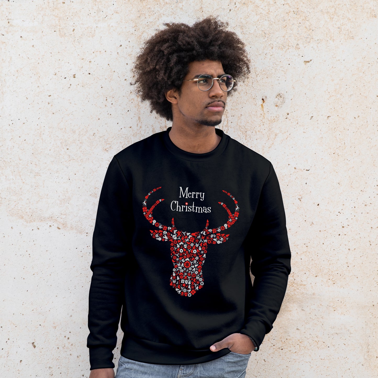 Merry Christmas Reindeer - Sweatshirt - Custom Gifts 